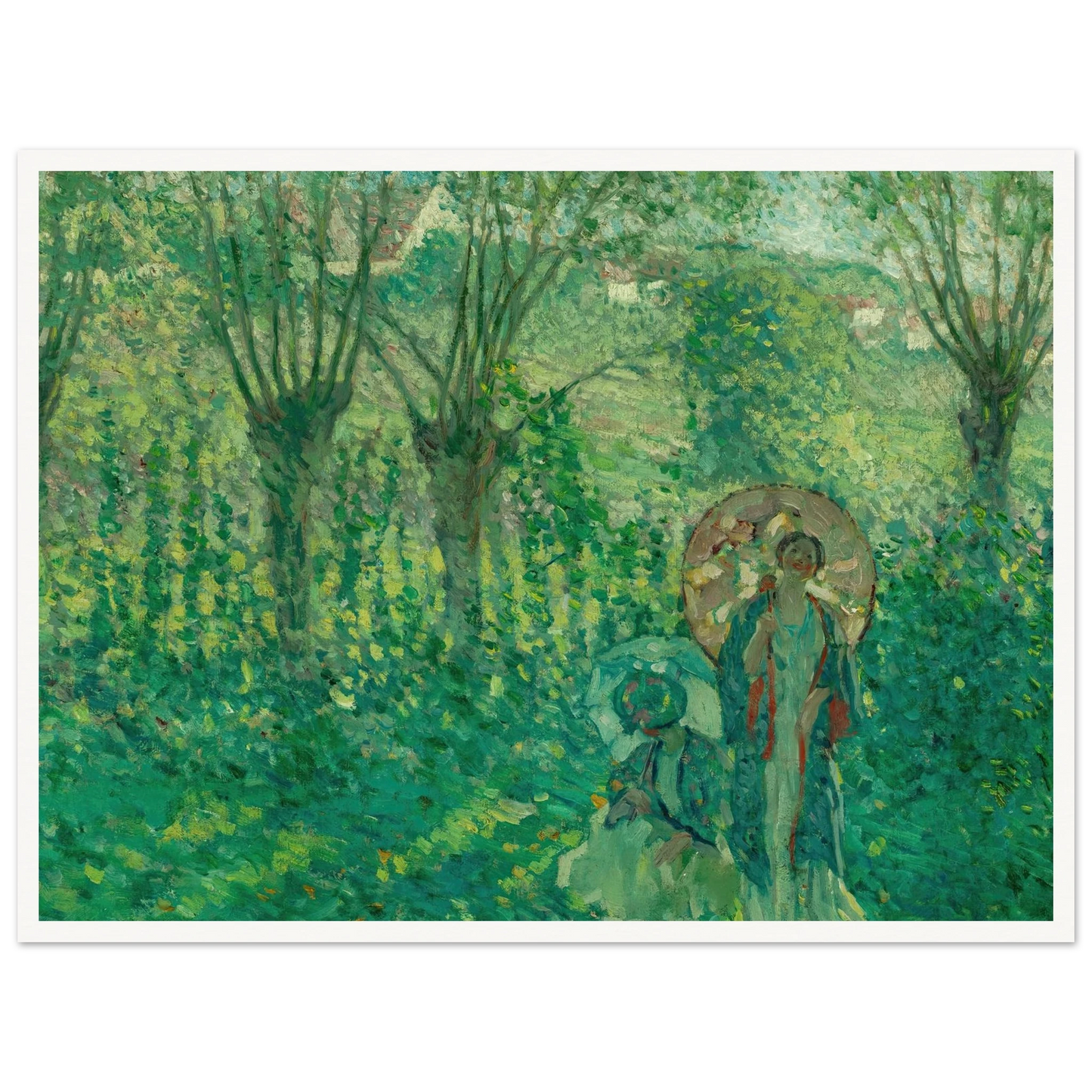 En Promenade (1908) Art Print | Frederick Carl Frieseke - Framed Poster - 30x40 cm / 12x16″ - Black frame