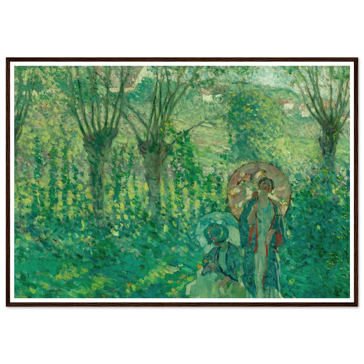 En Promenade (1908) Art Print | Frederick Carl Frieseke - Framed Poster - 30x40 cm / 12x16″ - Black frame