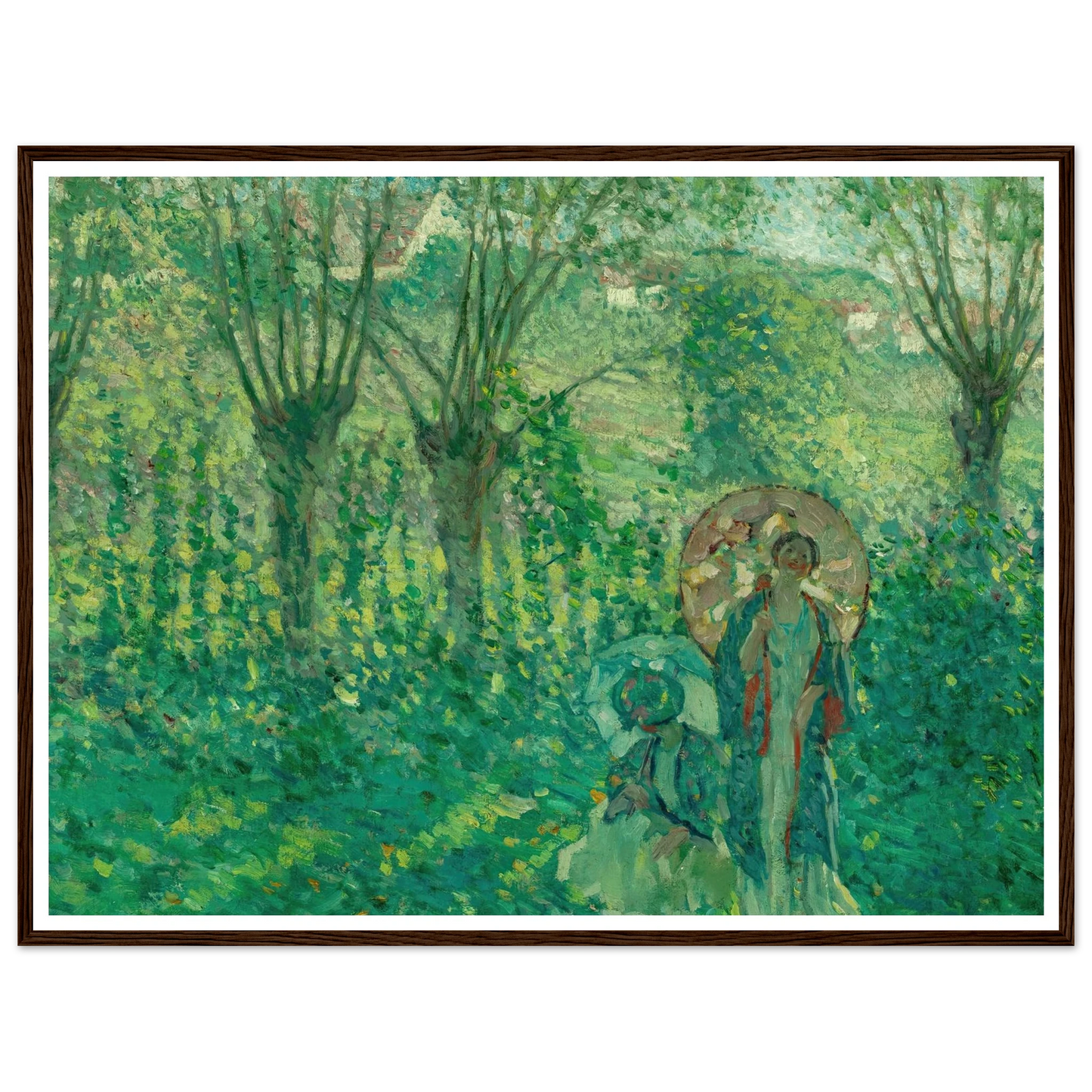 En Promenade (1908) Art Print | Frederick Carl Frieseke - Framed Poster - 30x40 cm / 12x16″ - Black frame