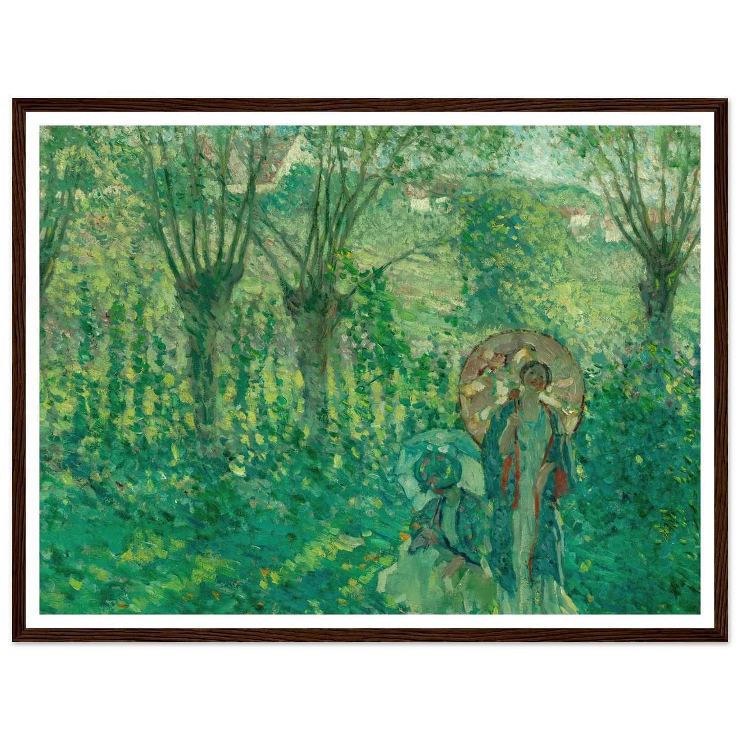 En Promenade (1908) Art Print | Frederick Carl Frieseke - Framed Poster - 30x40 cm / 12x16″ - Black frame