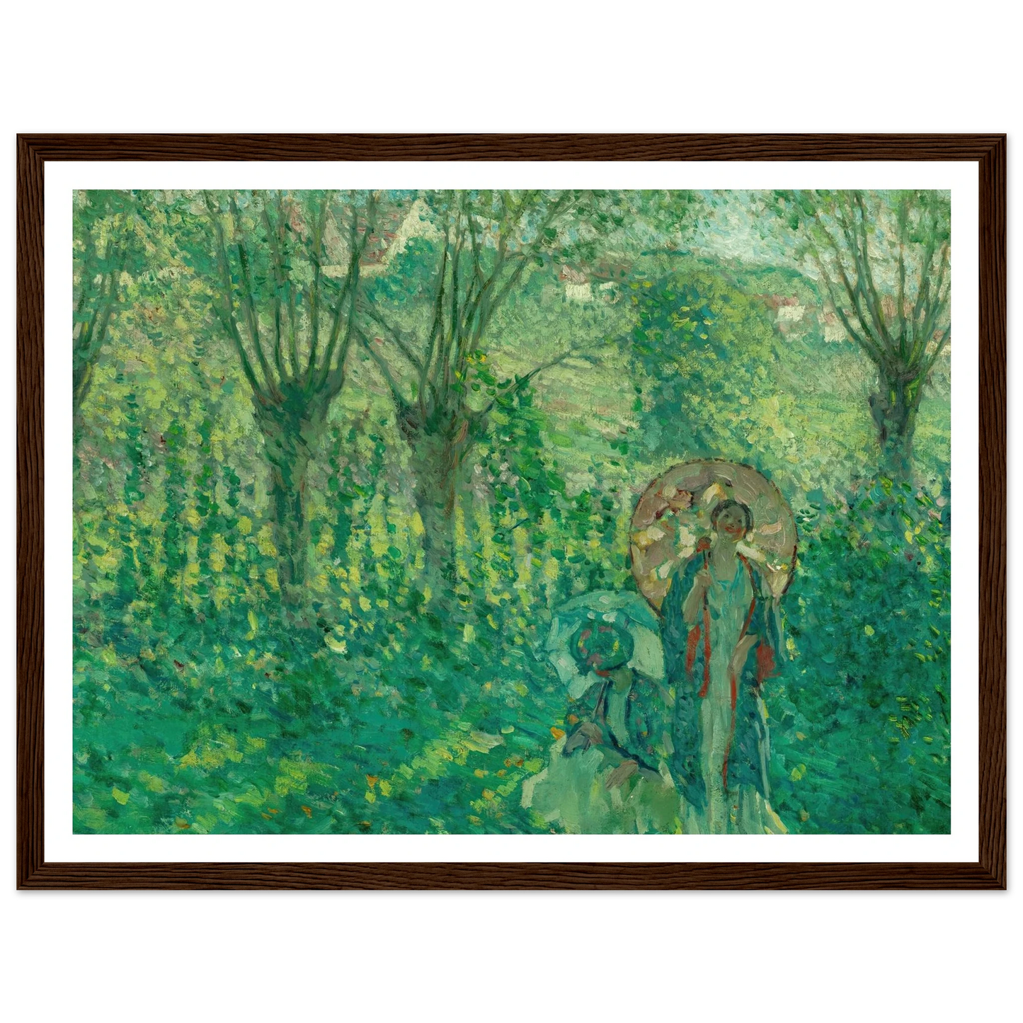En Promenade (1908) Art Print | Frederick Carl Frieseke - Framed Poster - 30x40 cm / 12x16″ - Black frame