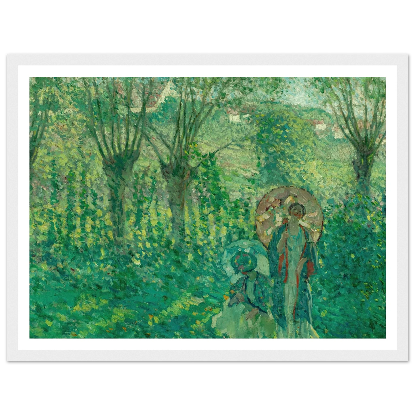 En Promenade (1908) Art Print | Frederick Carl Frieseke - Framed Poster - 30x40 cm / 12x16″ - Black frame
