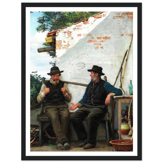 En Samtale mellem to Fiskere (1880) Art Print | Carl Bloch - Framed Poster - 30x40 cm / 12x16″ - Black frame