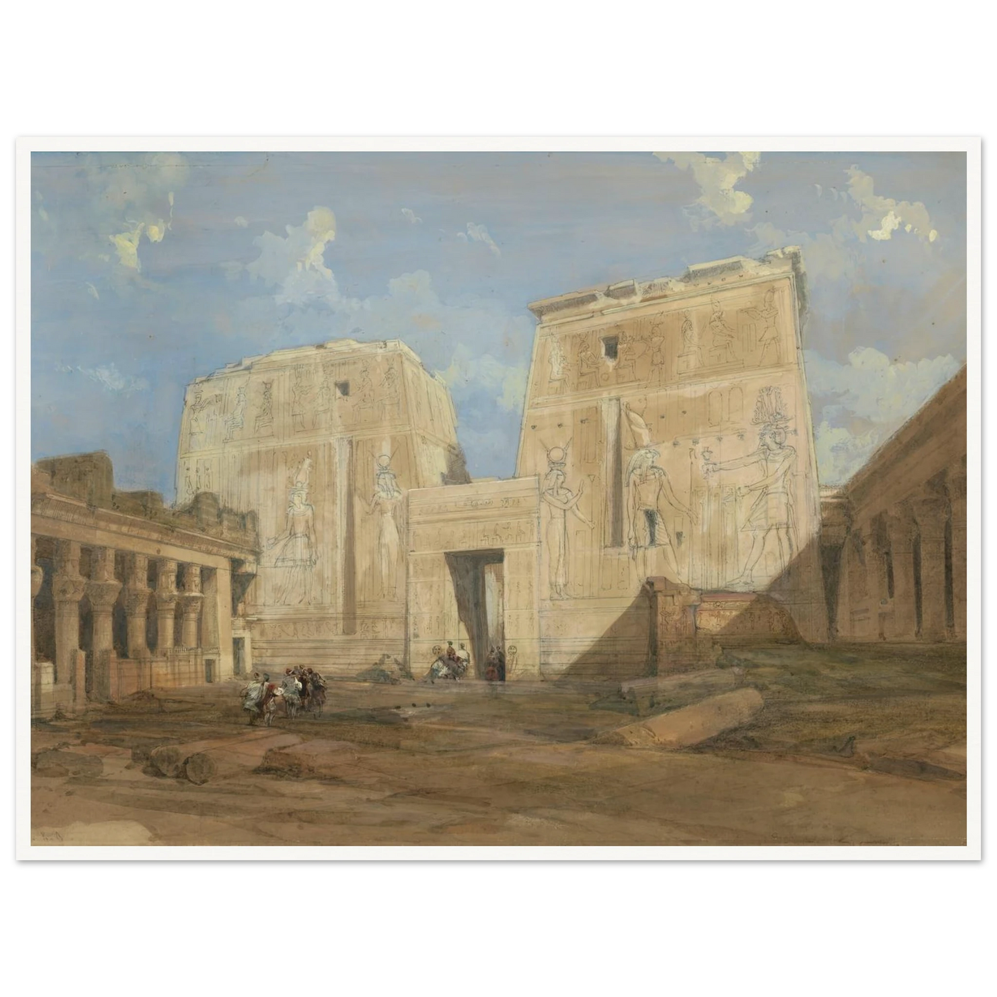 Entrance to the Temple of Isis, Philae Art Print | David Roberts - Framed Poster - 30x40 cm / 12x16″ - Black frame