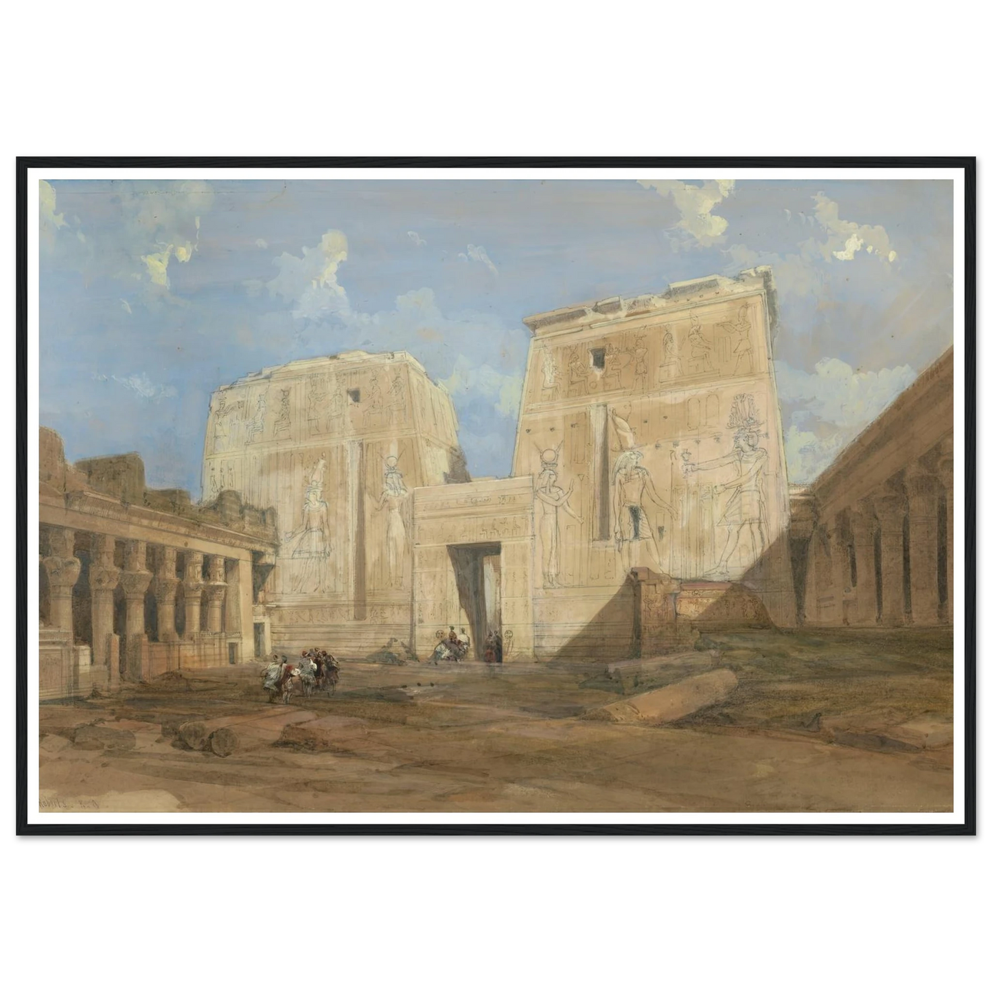 Entrance to the Temple of Isis, Philae Art Print | David Roberts - Framed Poster - 30x40 cm / 12x16″ - Black frame