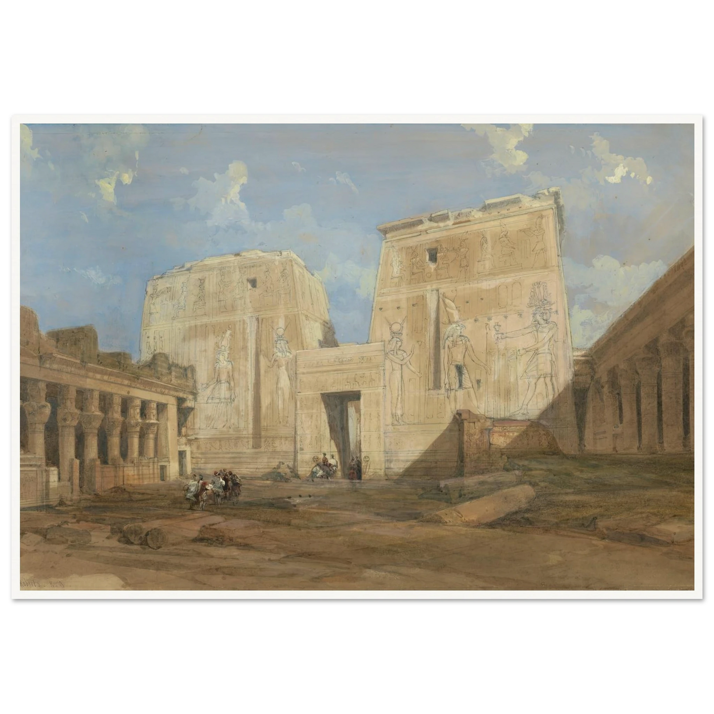 Entrance to the Temple of Isis, Philae Art Print | David Roberts - Framed Poster - 30x40 cm / 12x16″ - Black frame