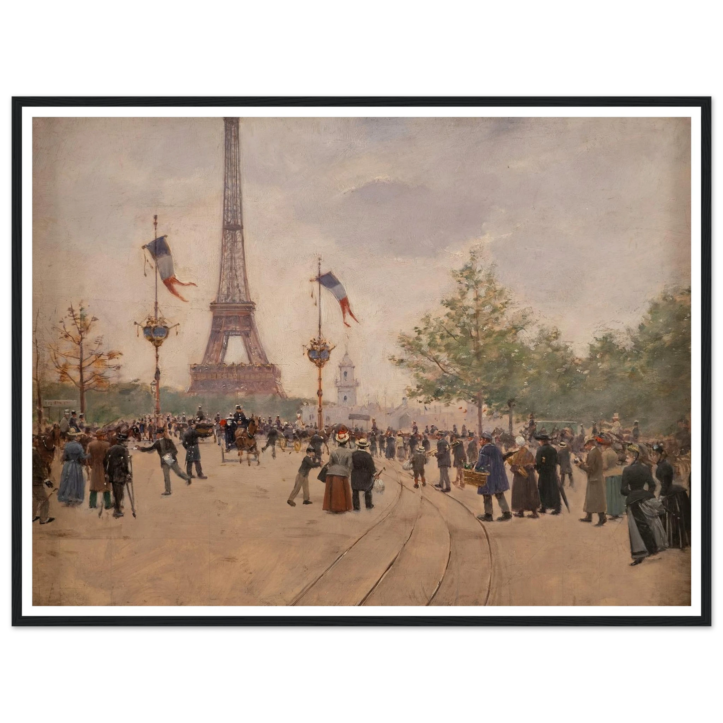 Entrée de l’exposition universelle de 1889 (1889) Art Print | Jean Beraud - Framed Poster - 30x40 cm / 12x16″ - Black frame