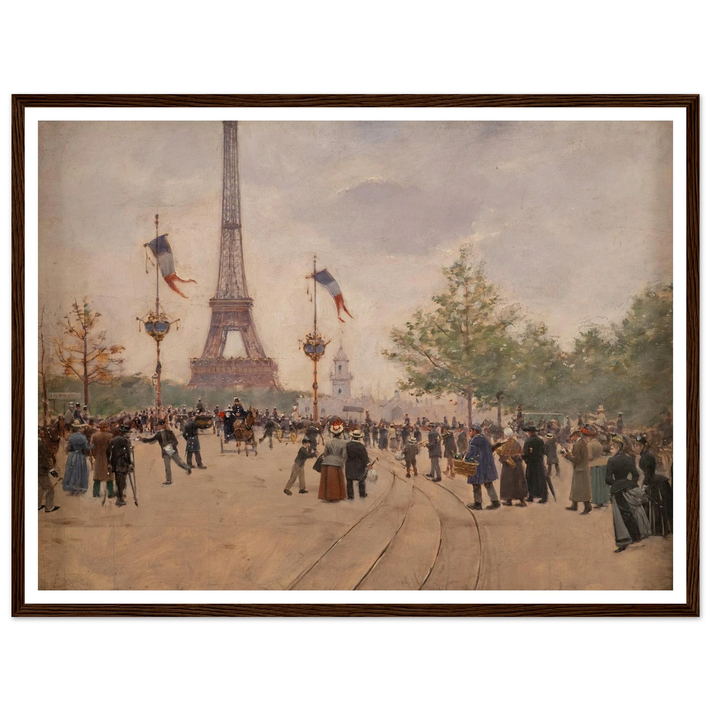 Entrée de l’exposition universelle de 1889 (1889) Art Print | Jean Beraud - Framed Poster - 30x40 cm / 12x16″ - Black frame