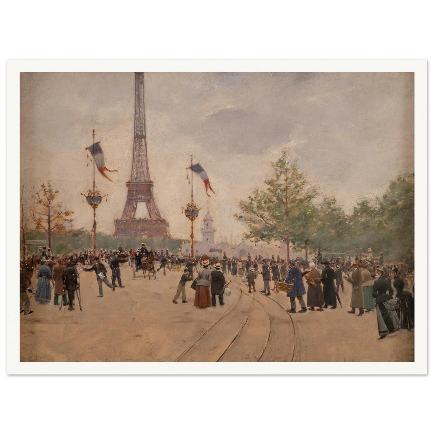 Entrée de l’exposition universelle de 1889 (1889) Art Print | Jean Beraud - Framed Poster - 30x40 cm / 12x16″ - Black frame