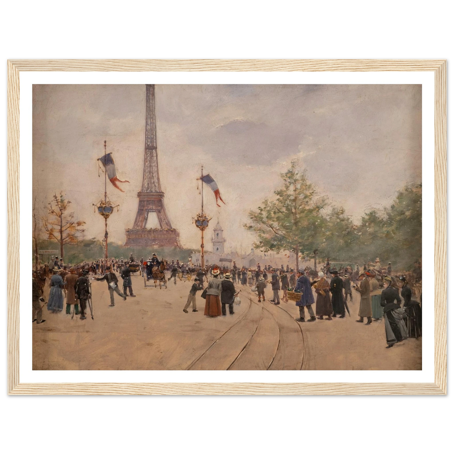 Entrée de l’exposition universelle de 1889 (1889) Art Print | Jean Beraud - Framed Poster - 30x40 cm / 12x16″ - Black frame
