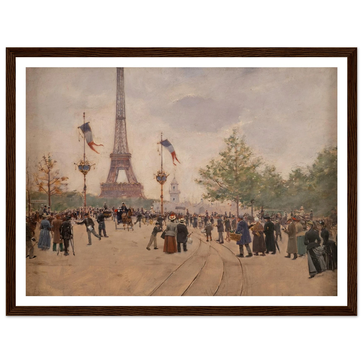 Entrée de l’exposition universelle de 1889 (1889) Art Print | Jean Beraud - Framed Poster - 30x40 cm / 12x16″ - Black frame
