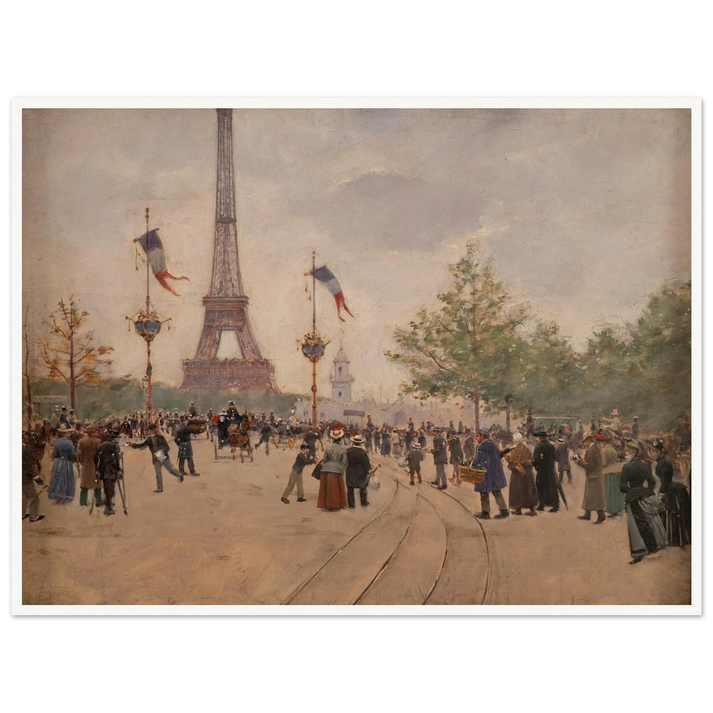 Entrée de l’exposition universelle de 1889 (1889) Art Print | Jean Beraud - Framed Poster - 30x40 cm / 12x16″ - Black frame