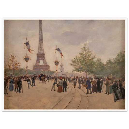 Entrée de l’exposition universelle de 1889 (1889) Art Print | Jean Beraud - Framed Poster - 30x40 cm / 12x16″ - Black frame