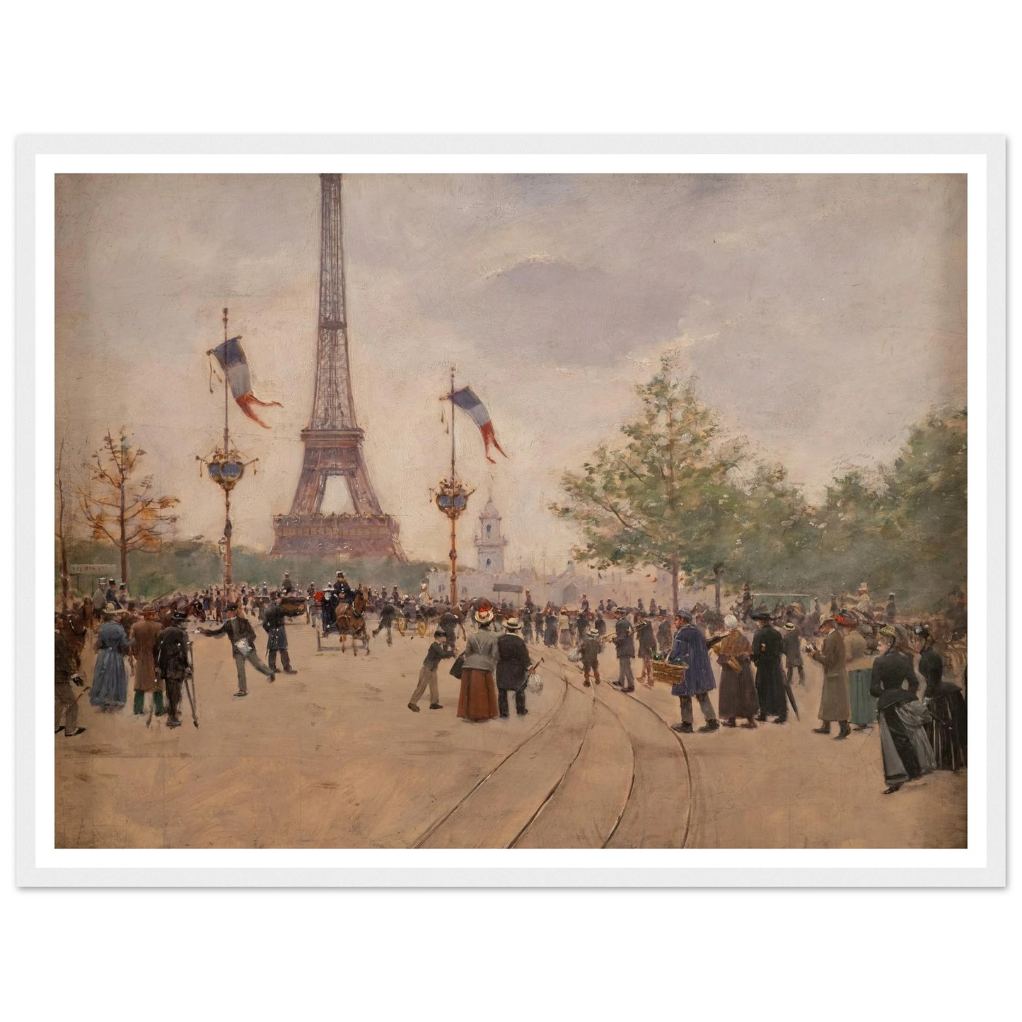 Entrée de l’exposition universelle de 1889 (1889) Art Print | Jean Beraud - Framed Poster - 30x40 cm / 12x16″ - Black frame