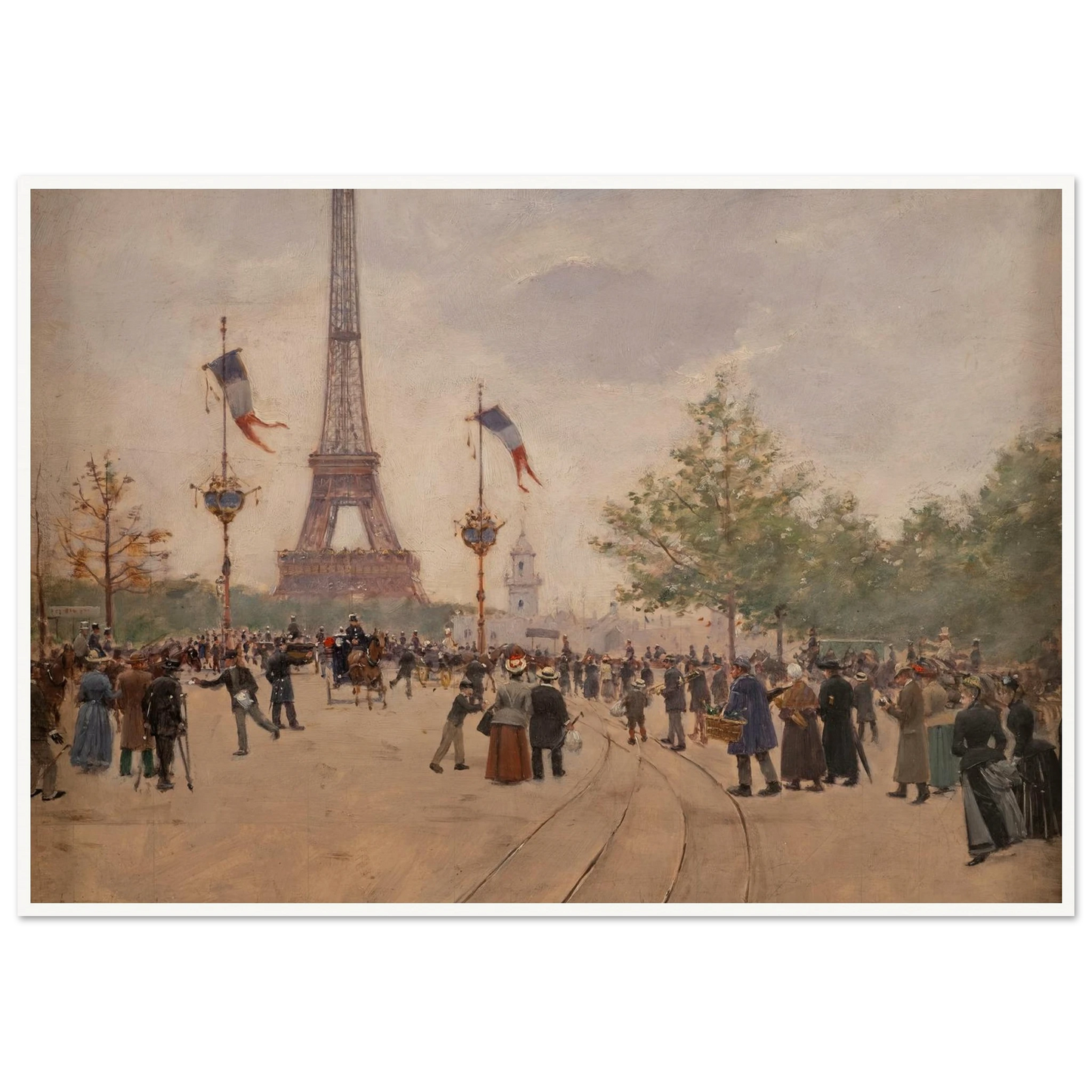 Entrée de l’exposition universelle de 1889 (1889) Art Print | Jean Beraud - Framed Poster - 30x40 cm / 12x16″ - Black frame