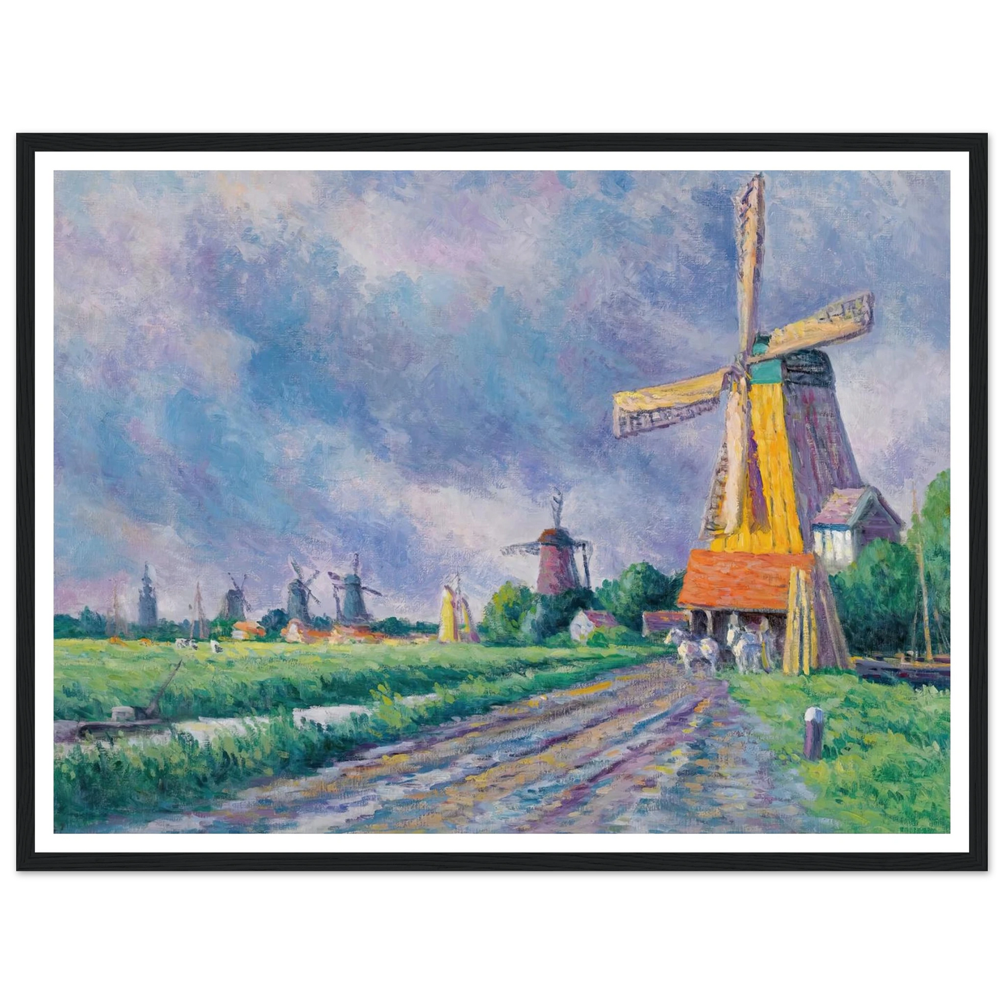 Environs De Rotterdam (1907) Art Print | Maximilien Luce - Framed Poster - 30x40 cm / 12x16″ - Black frame