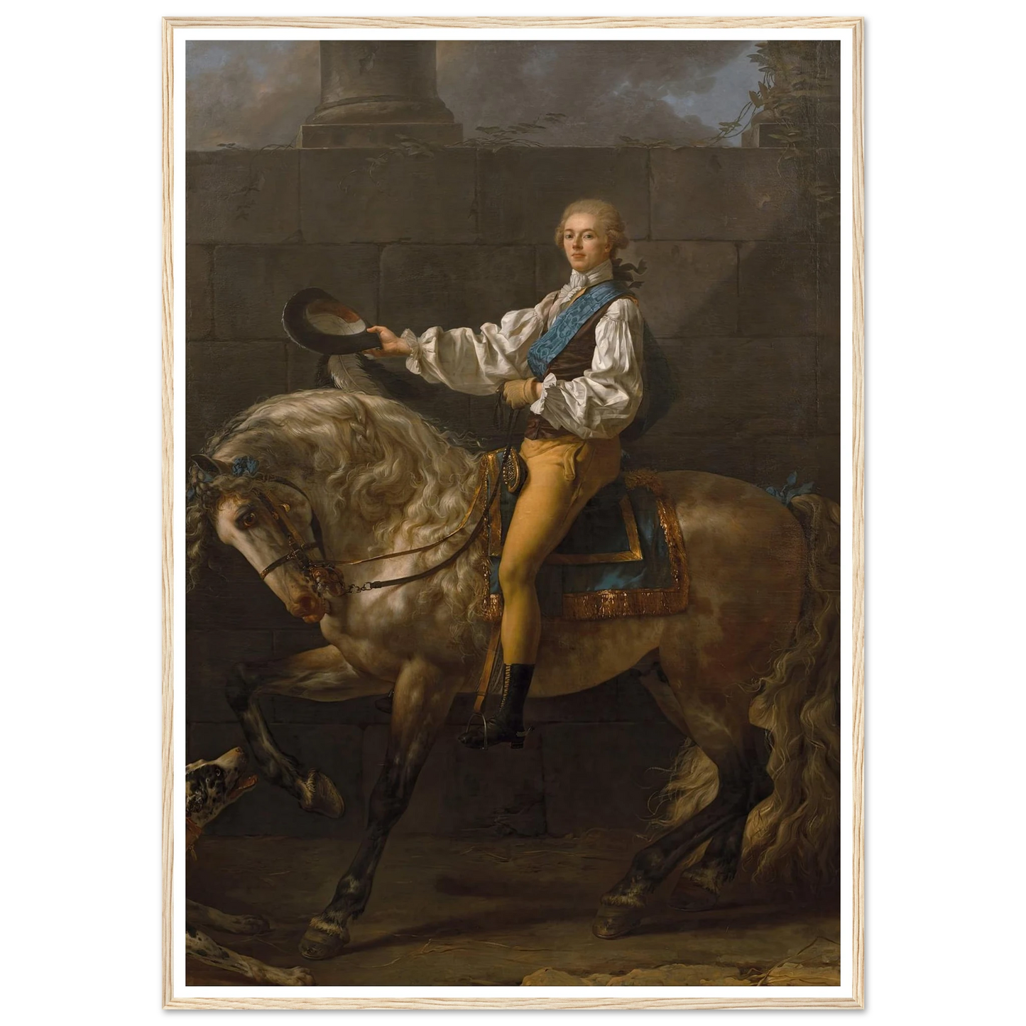 Equestrian portrait of Stanisław Kostka Potocki (1781) Art Print | Jacques Louis David - Framed Poster - 30x40 cm / 12x16″ - Black frame