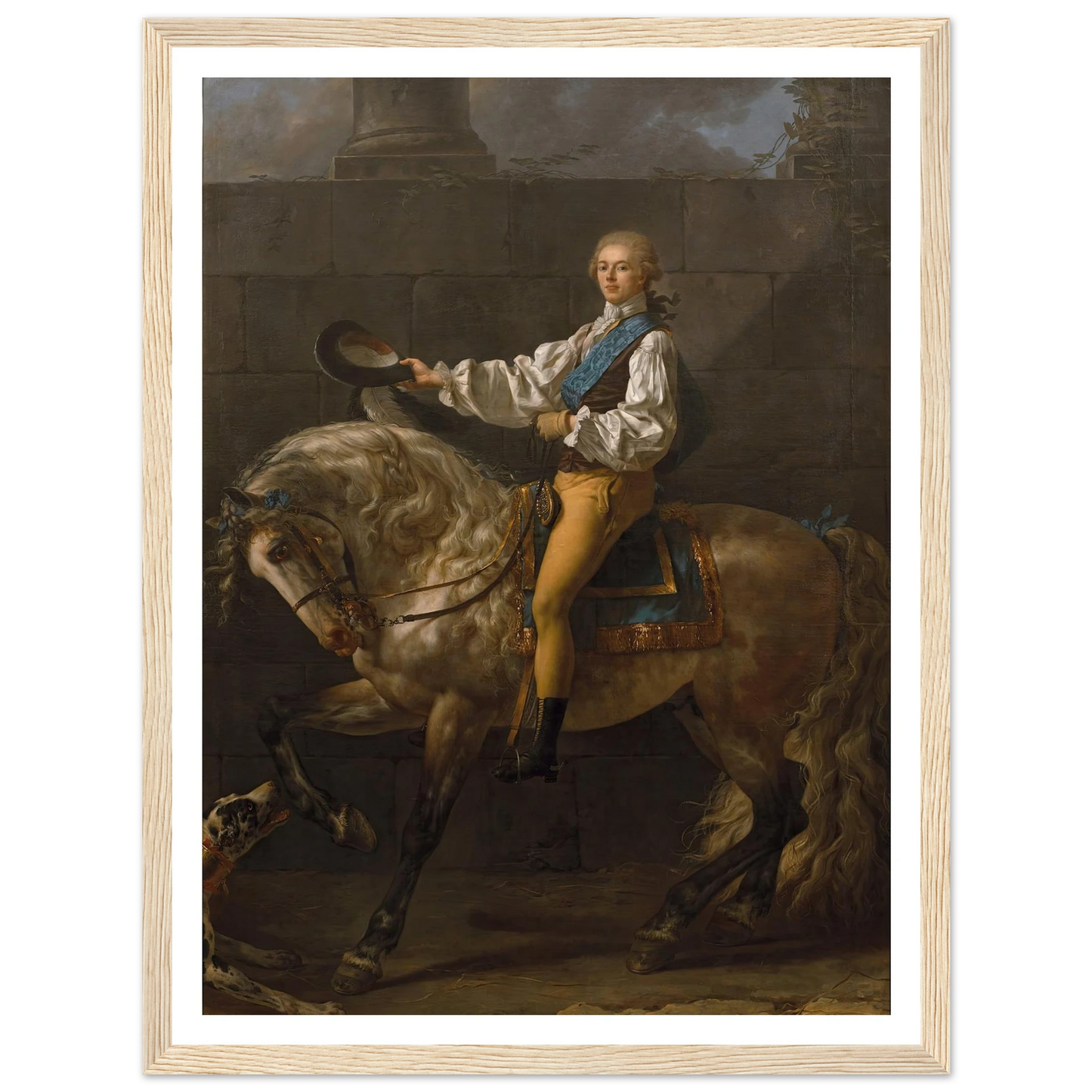 Equestrian portrait of Stanisław Kostka Potocki (1781) Art Print | Jacques Louis David - Framed Poster - 30x40 cm / 12x16″ - Black frame