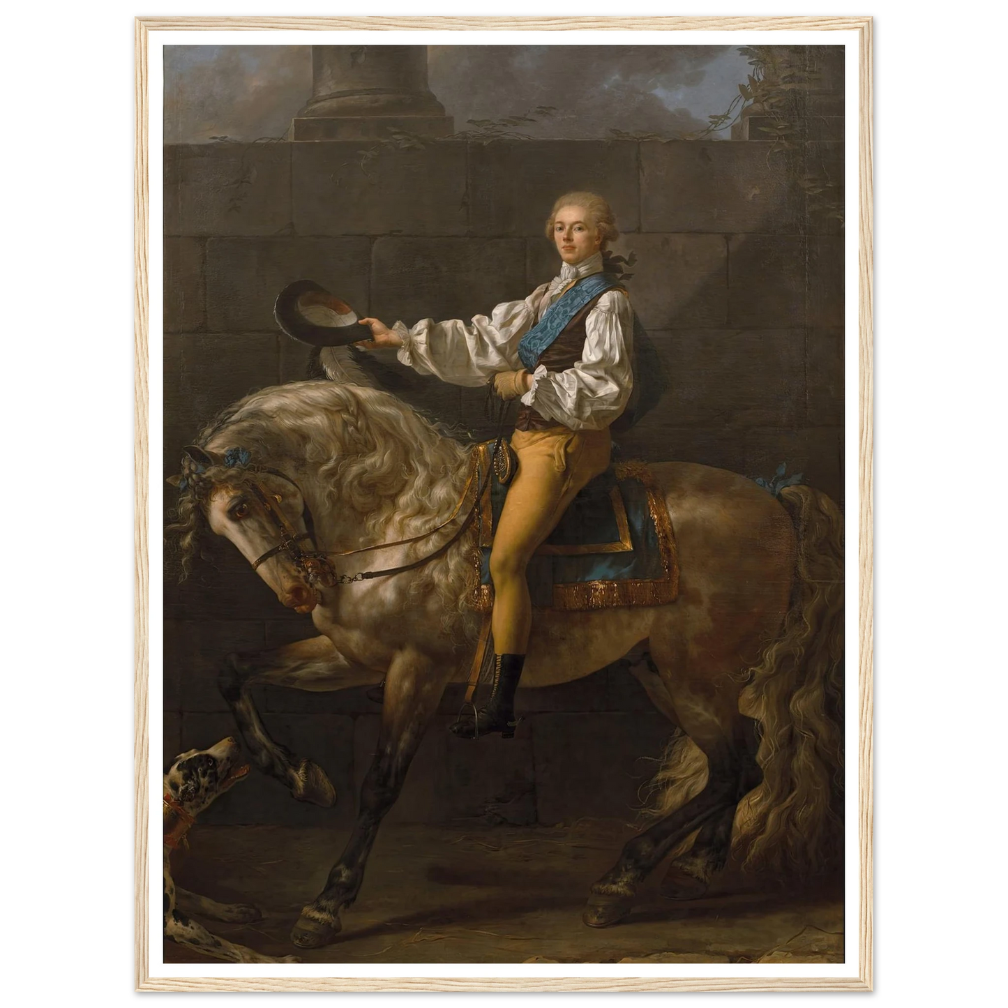 Equestrian portrait of Stanisław Kostka Potocki (1781) Art Print | Jacques Louis David - Framed Poster - 30x40 cm / 12x16″ - Black frame