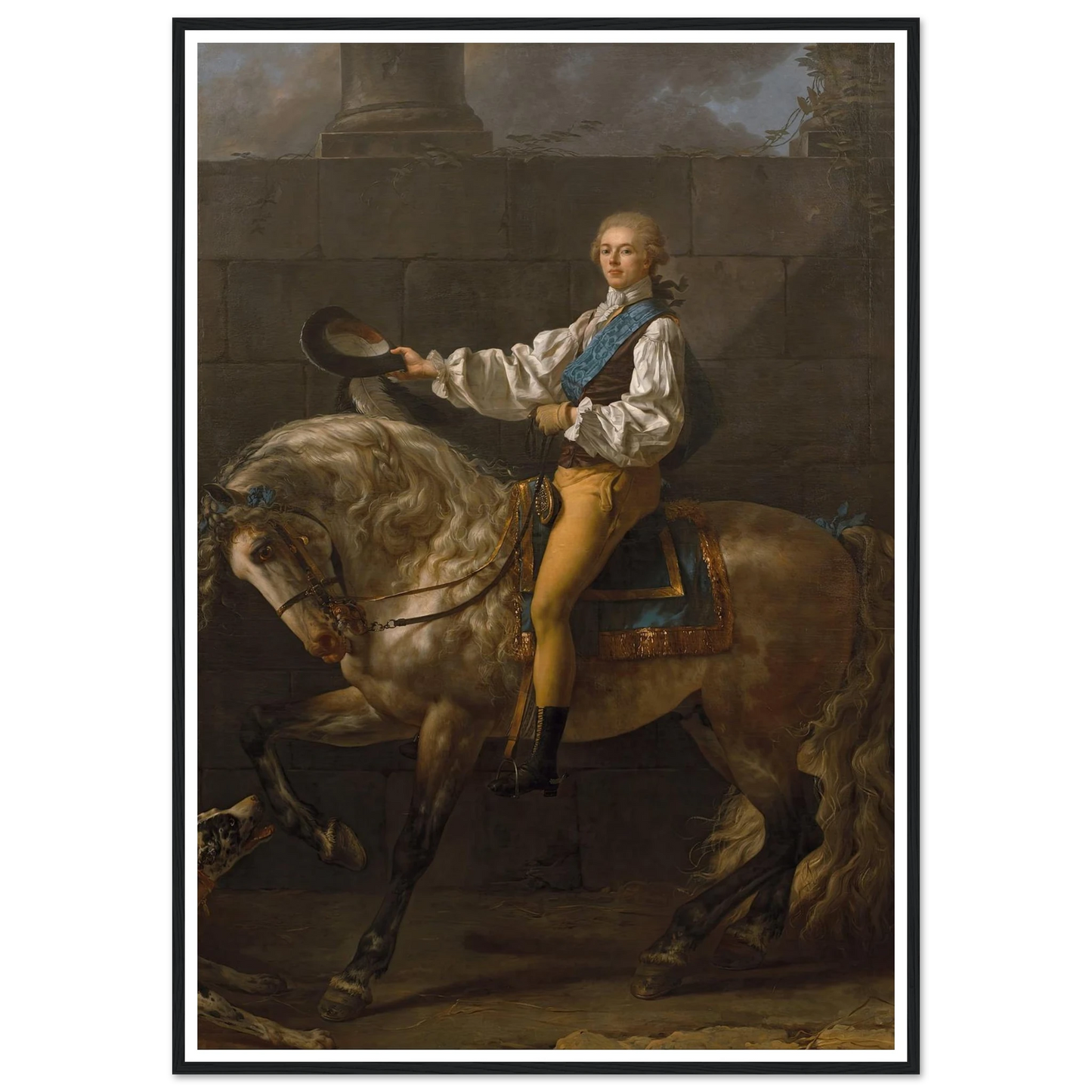 Equestrian portrait of Stanisław Kostka Potocki (1781) Art Print | Jacques Louis David - Framed Poster - 30x40 cm / 12x16″ - Black frame