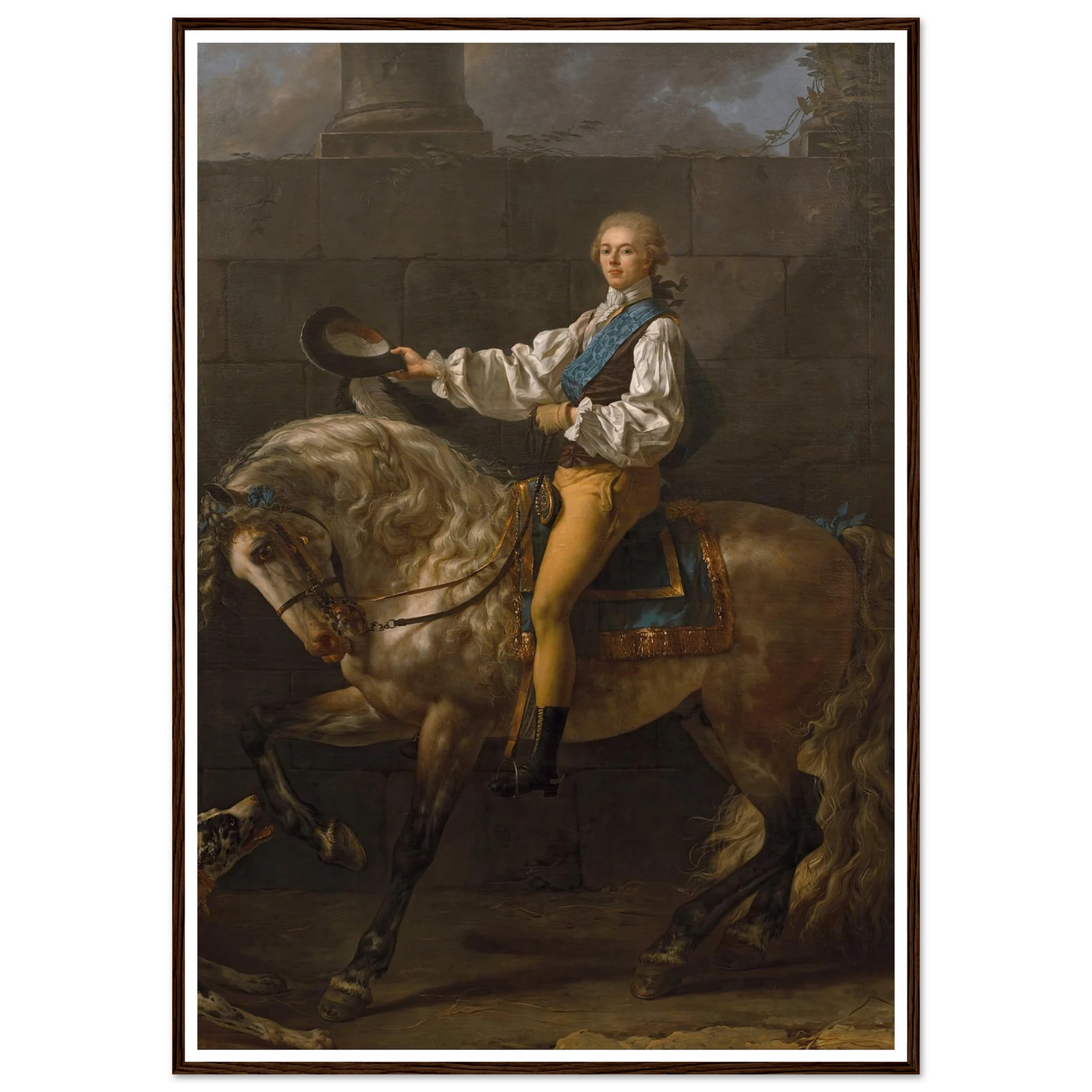 Equestrian portrait of Stanisław Kostka Potocki (1781) Art Print | Jacques Louis David - Framed Poster - 30x40 cm / 12x16″ - Black frame