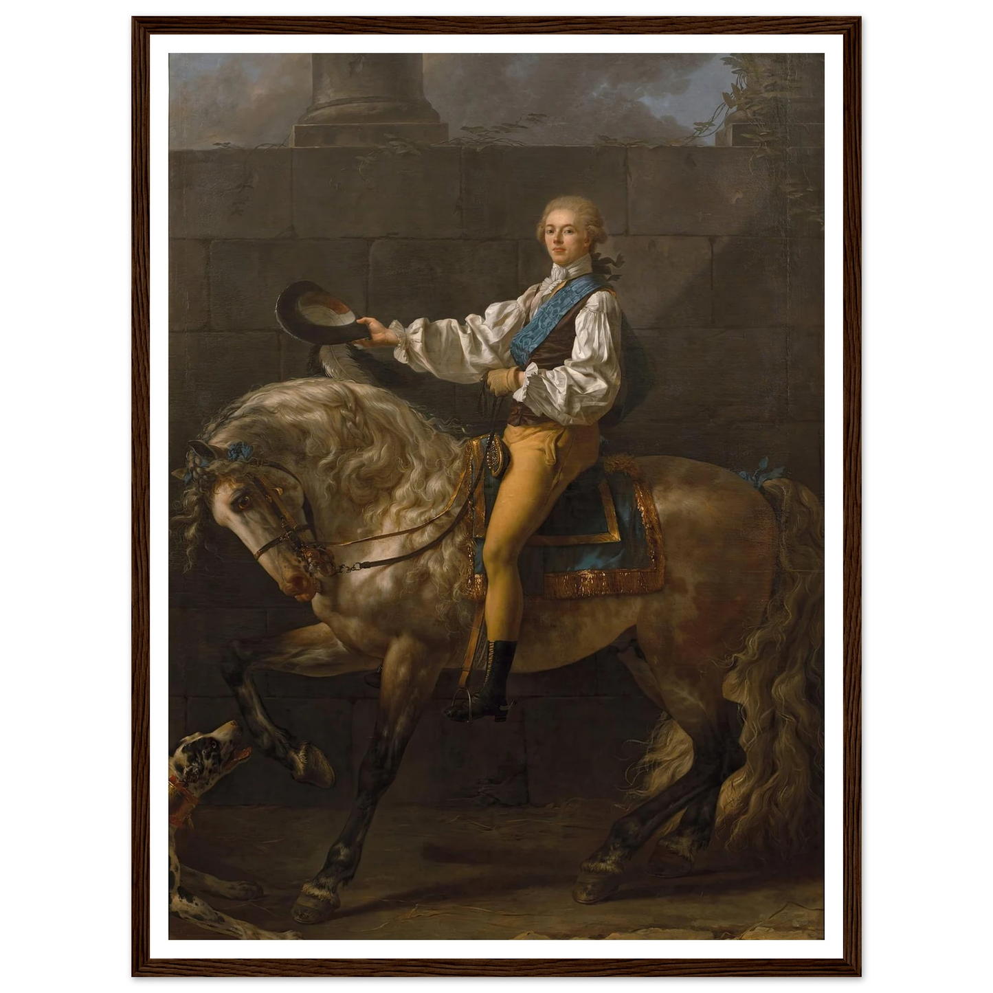 Equestrian portrait of Stanisław Kostka Potocki (1781) Art Print | Jacques Louis David - Framed Poster - 30x40 cm / 12x16″ - Black frame