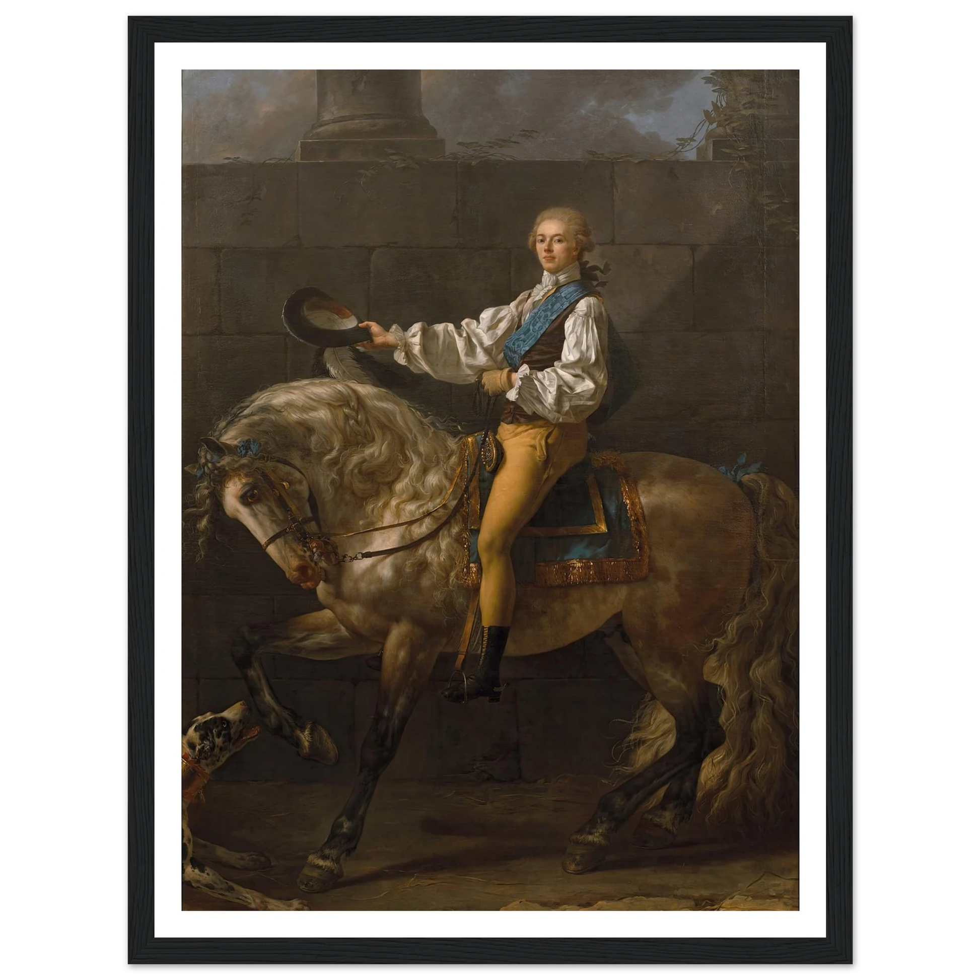 Equestrian portrait of Stanisław Kostka Potocki (1781) Art Print | Jacques Louis David - Framed Poster - 30x40 cm / 12x16″ - Black frame