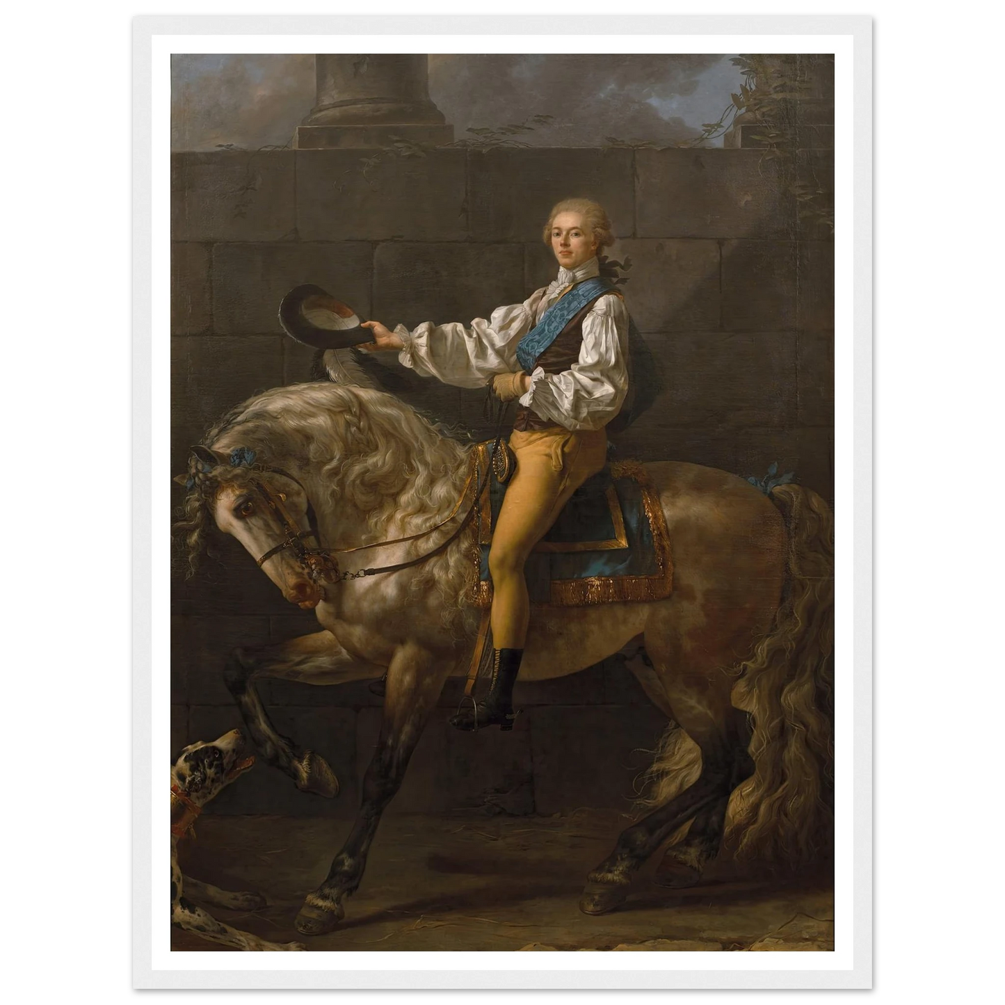Equestrian portrait of Stanisław Kostka Potocki (1781) Art Print | Jacques Louis David - Framed Poster - 30x40 cm / 12x16″ - Black frame