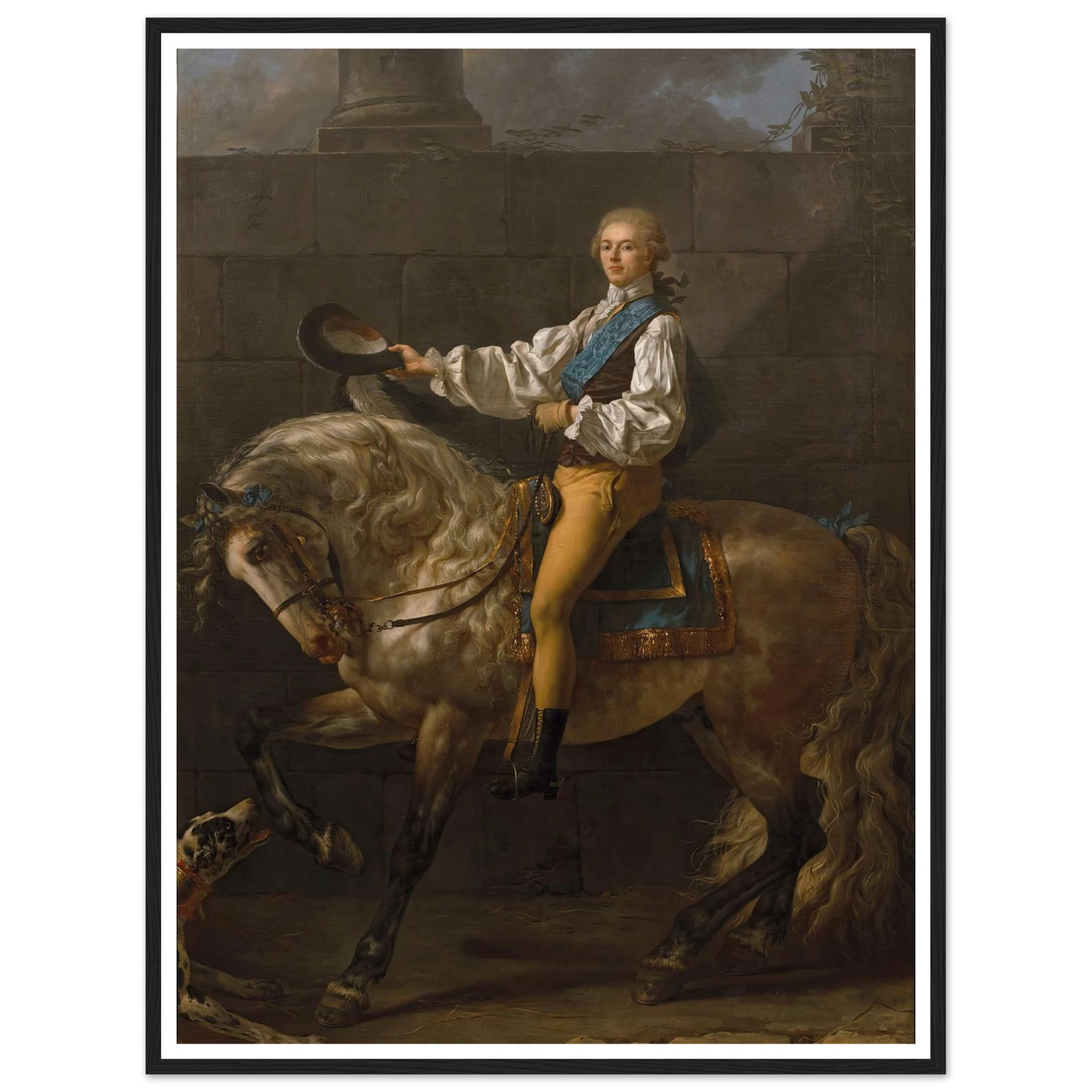 Equestrian portrait of Stanisław Kostka Potocki (1781) Art Print | Jacques Louis David - Framed Poster - 30x40 cm / 12x16″ - Black frame