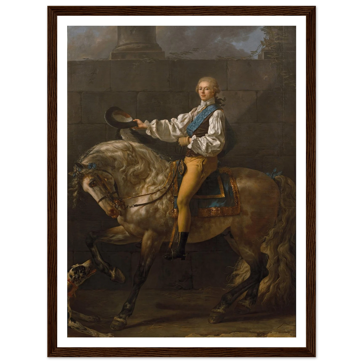 Equestrian portrait of Stanisław Kostka Potocki (1781) Art Print | Jacques Louis David - Framed Poster - 30x40 cm / 12x16″ - Black frame
