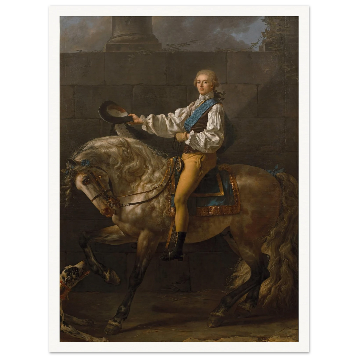 Equestrian portrait of Stanisław Kostka Potocki (1781) Art Print | Jacques Louis David - Framed Poster - 30x40 cm / 12x16″ - Black frame