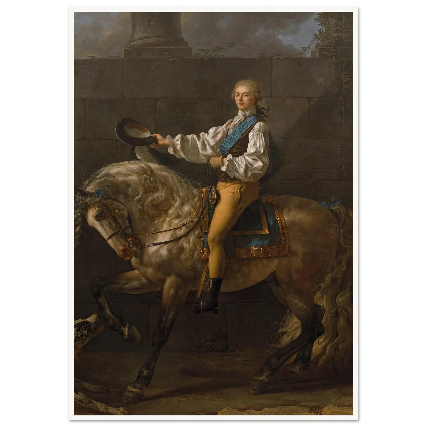 Equestrian portrait of Stanisław Kostka Potocki (1781) Art Print | Jacques Louis David - Framed Poster - 30x40 cm / 12x16″ - Black frame