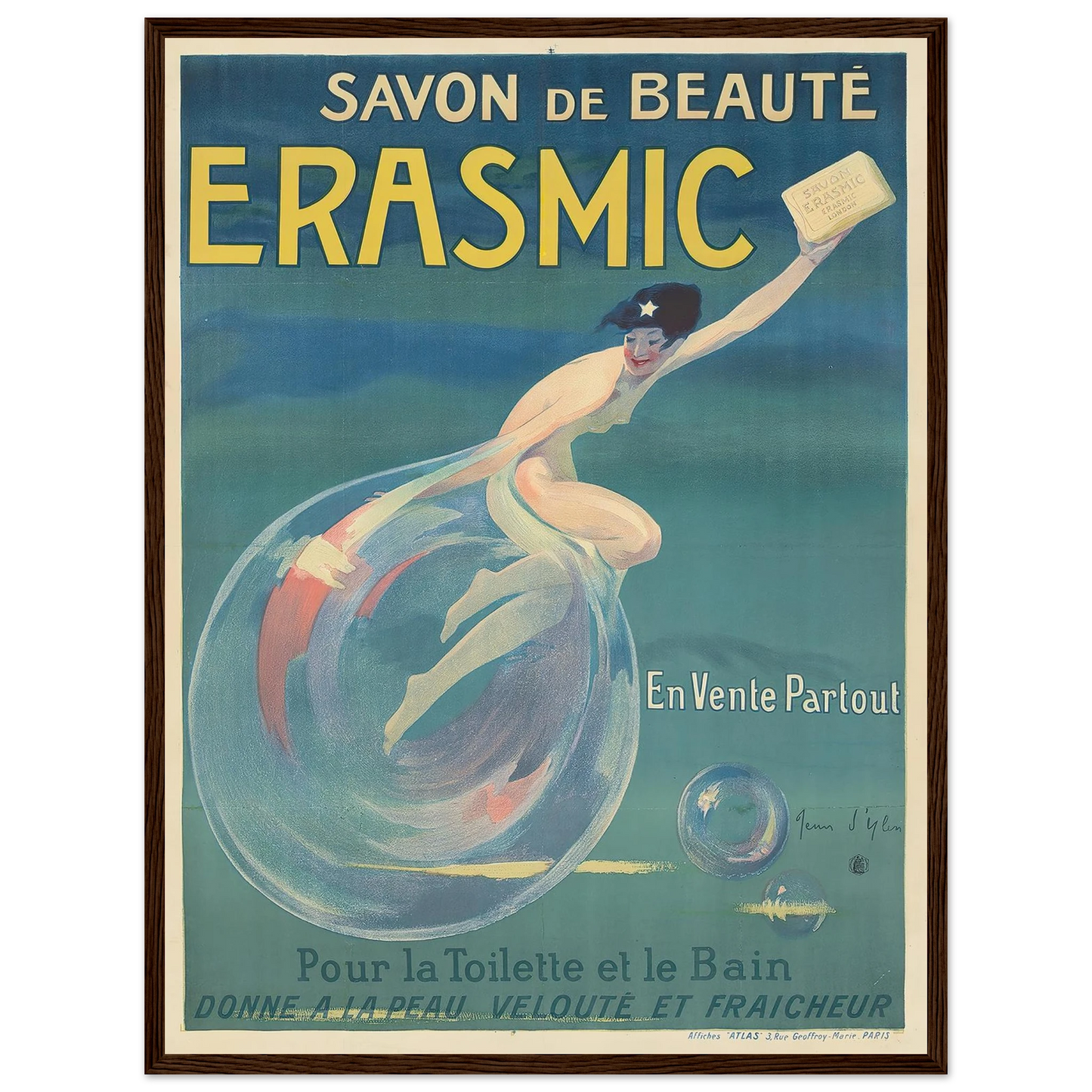 Erasmic (1912) Art Print | Jean Dylen - Framed Poster - 30x40 cm / 12x16″ - Black frame