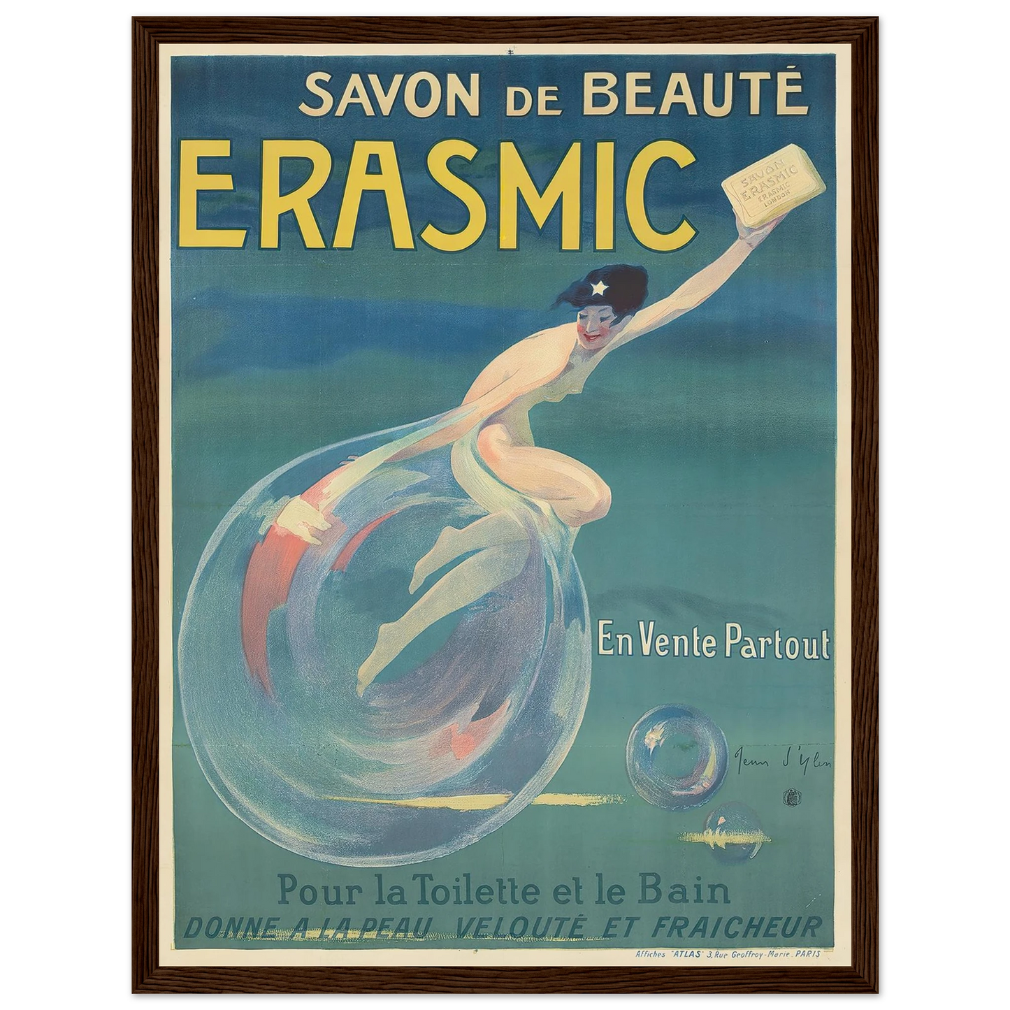 Erasmic (1912) Art Print | Jean Dylen - Framed Poster - 30x40 cm / 12x16″ - Black frame