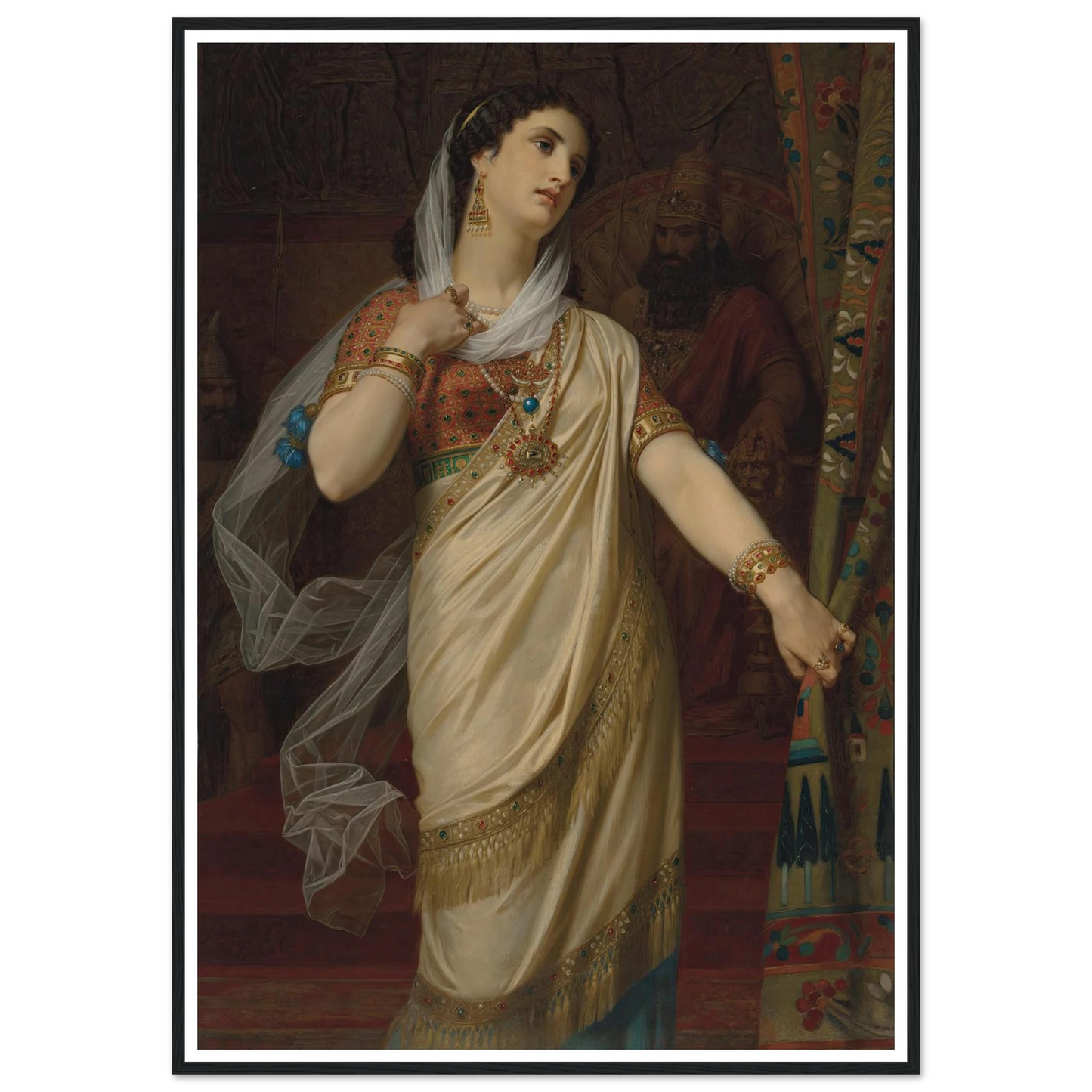 Esther (1885) Art Print | Hugues Merle - Framed Poster - 30x40 cm / 12x16″ - Black frame