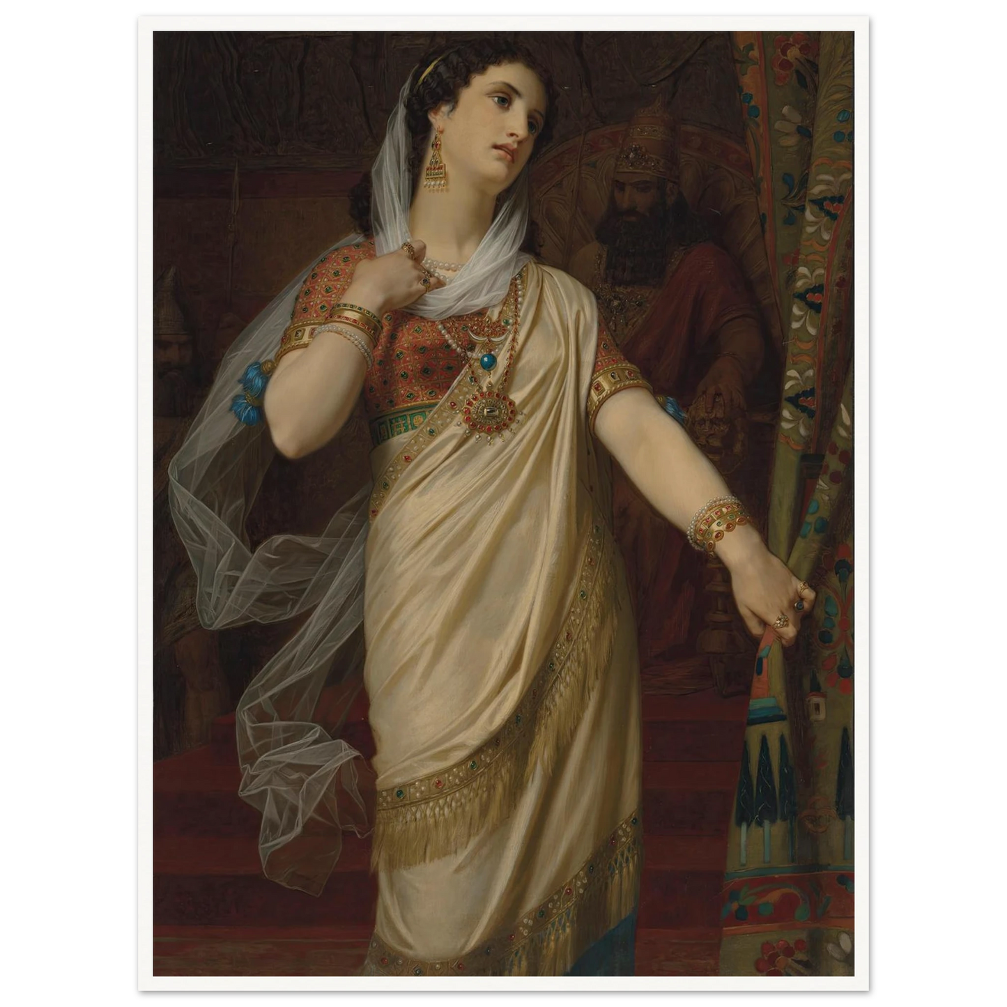 Esther (1885) Art Print | Hugues Merle - Framed Poster - 30x40 cm / 12x16″ - Black frame