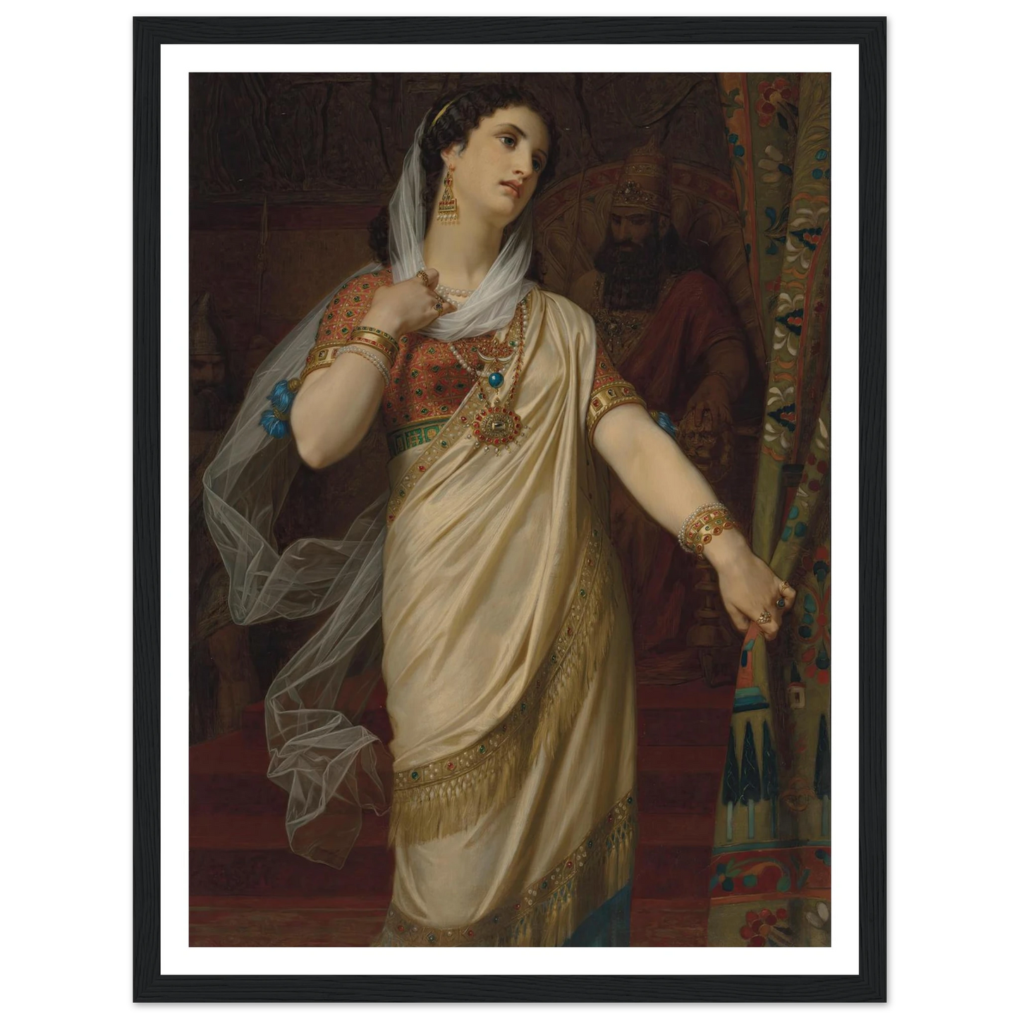 Esther (1885) Art Print | Hugues Merle - Framed Poster - 30x40 cm / 12x16″ - Black frame