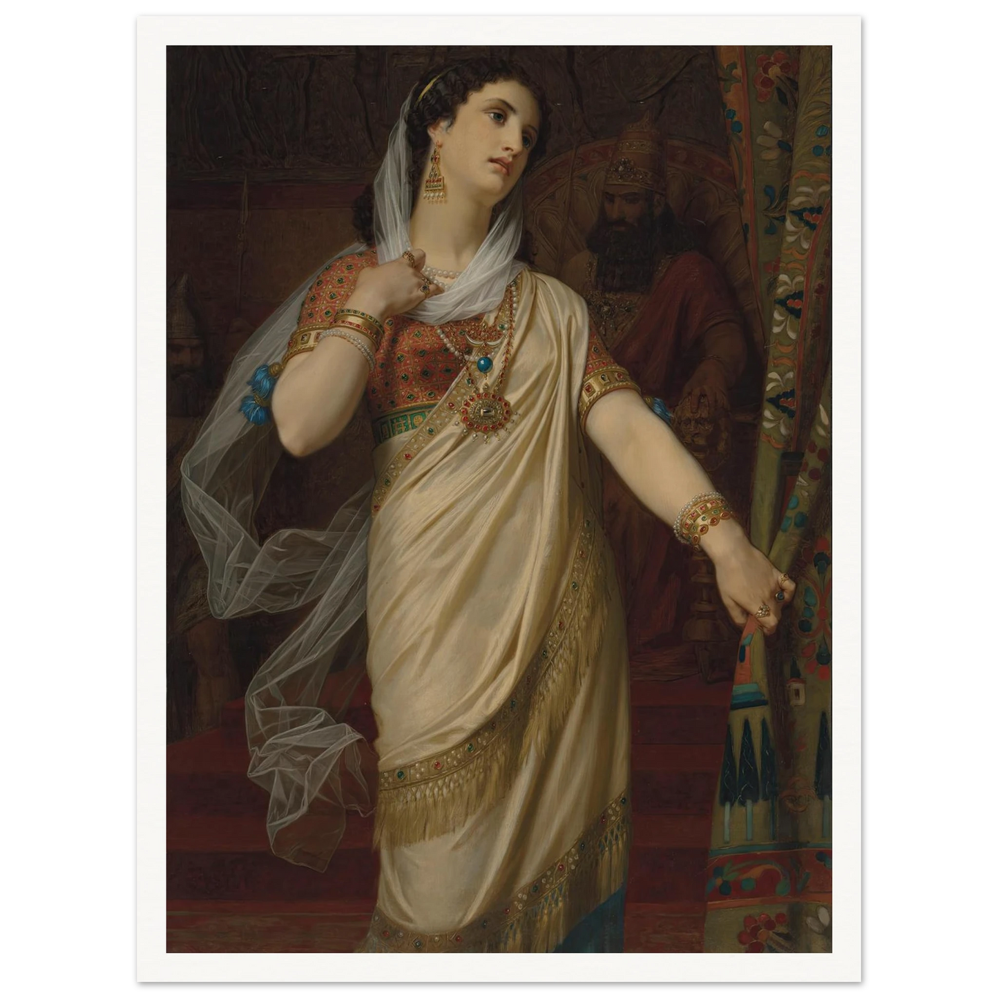 Esther (1885) Art Print | Hugues Merle - Framed Poster - 30x40 cm / 12x16″ - Black frame
