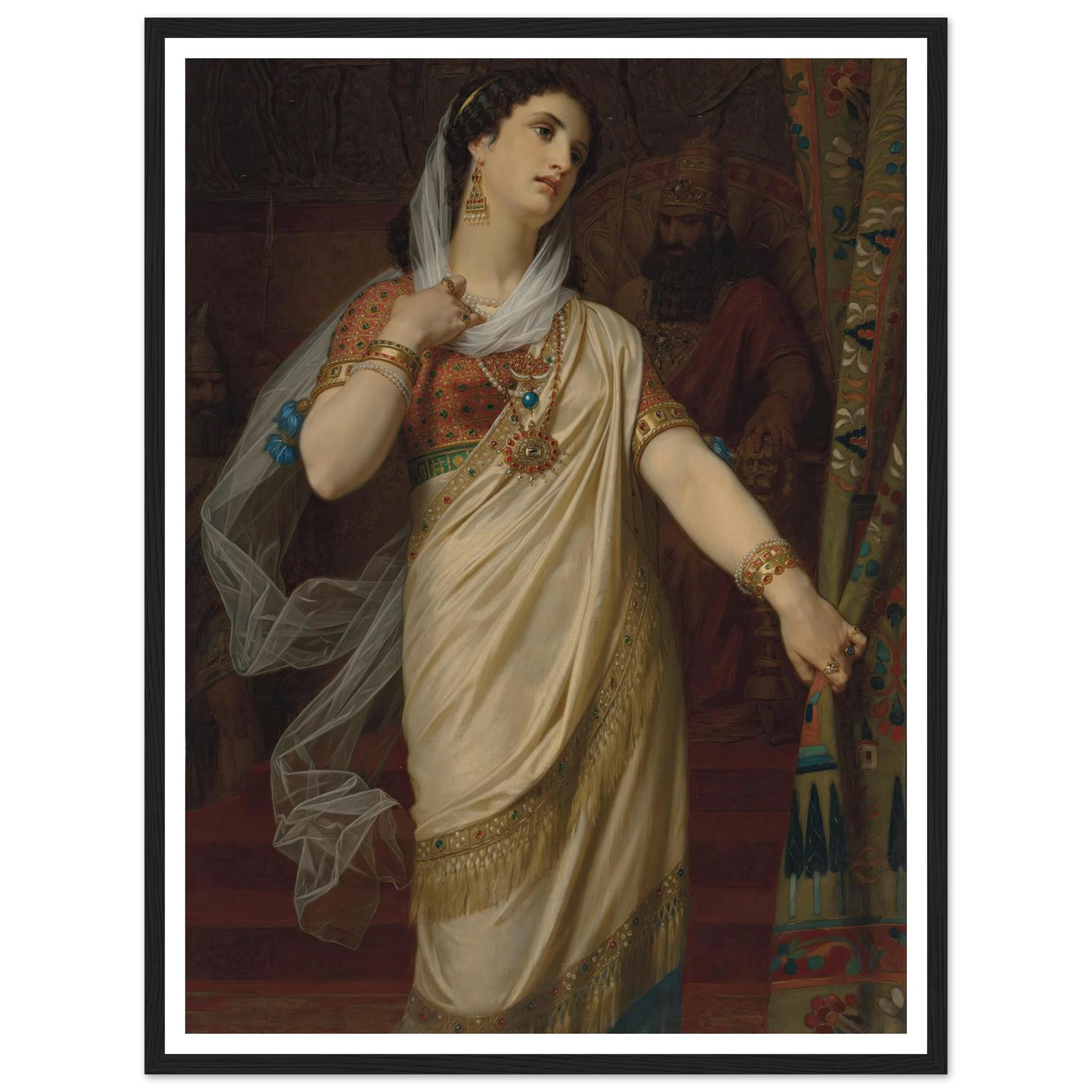 Esther (1885) Art Print | Hugues Merle - Framed Poster - 30x40 cm / 12x16″ - Black frame