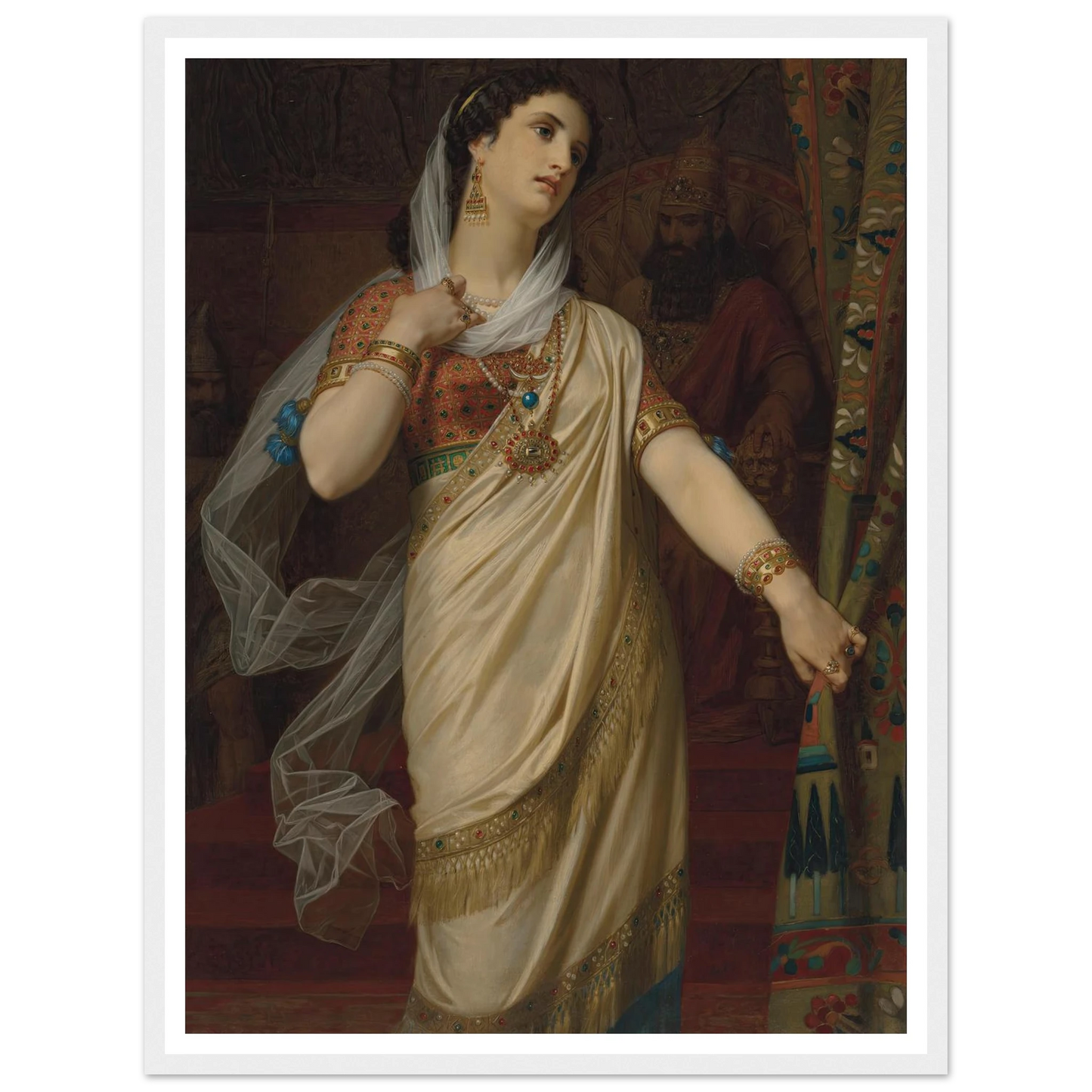 Esther (1885) Art Print | Hugues Merle - Framed Poster - 30x40 cm / 12x16″ - Black frame