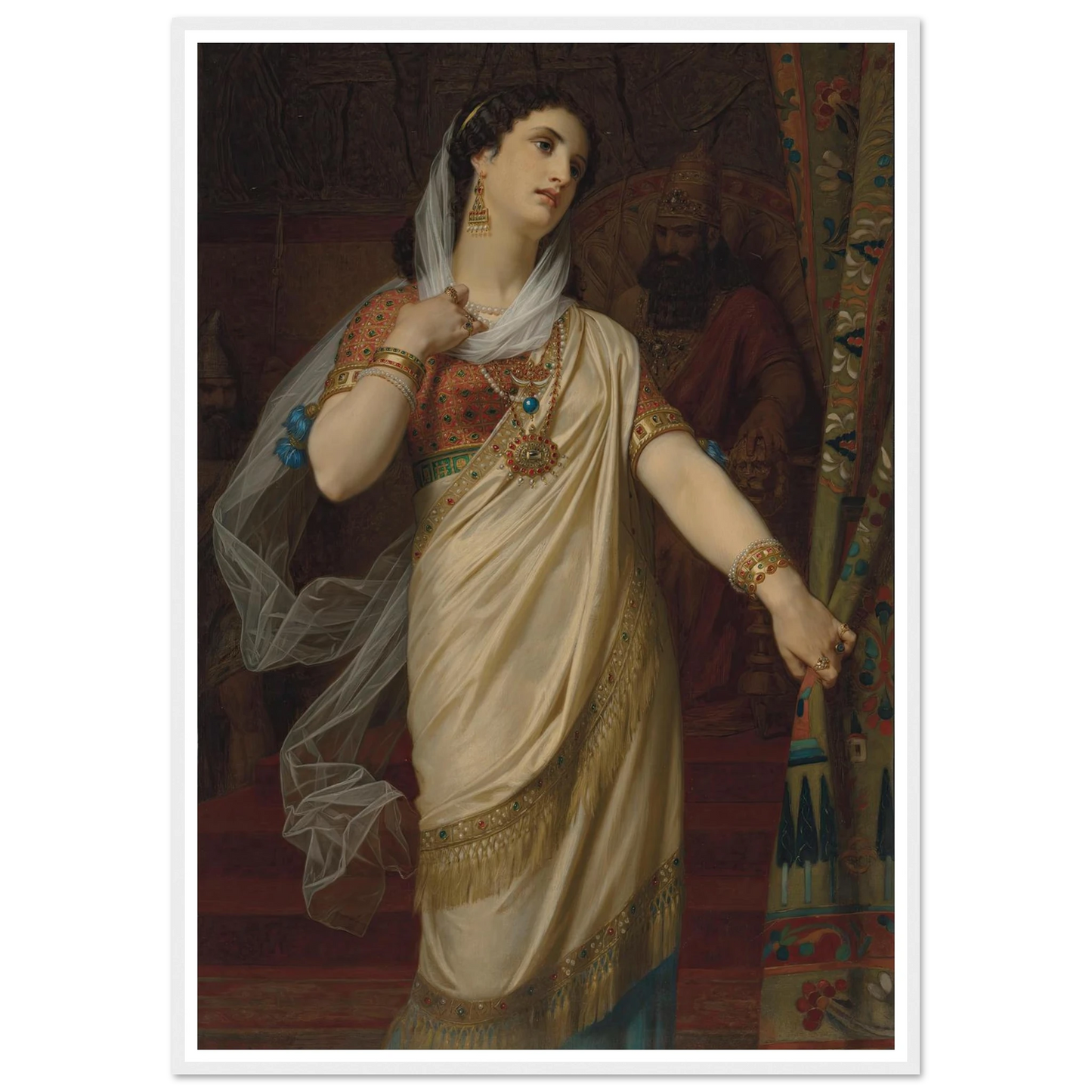 Esther (1885) Art Print | Hugues Merle - Framed Poster - 30x40 cm / 12x16″ - Black frame