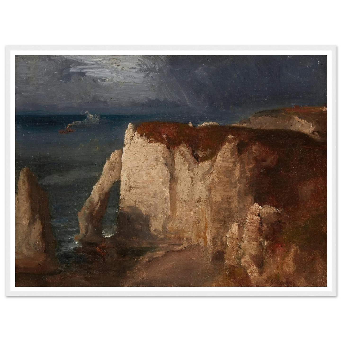 Étretat (circa 1874) Art Print | George Inness - Framed Poster - 30x40 cm / 12x16″ - Black frame