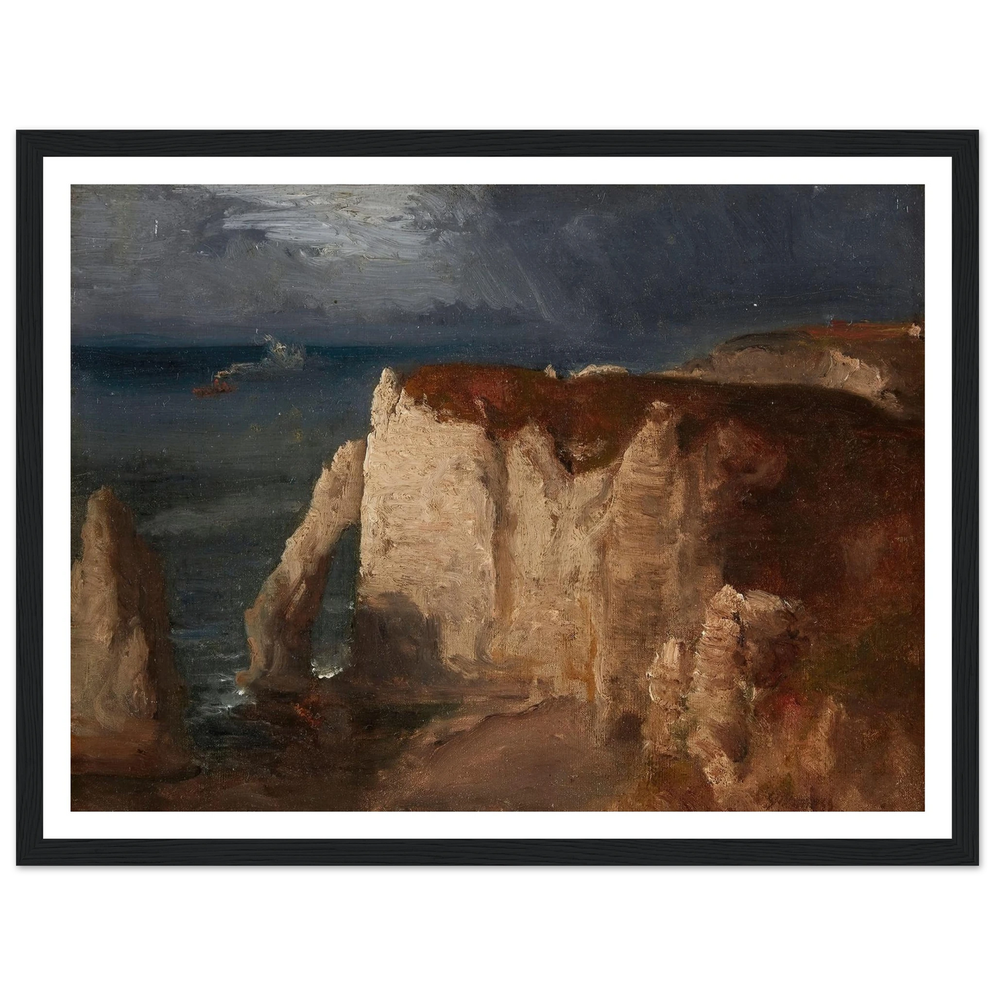 Étretat (circa 1874) Art Print | George Inness - Framed Poster - 30x40 cm / 12x16″ - Black frame