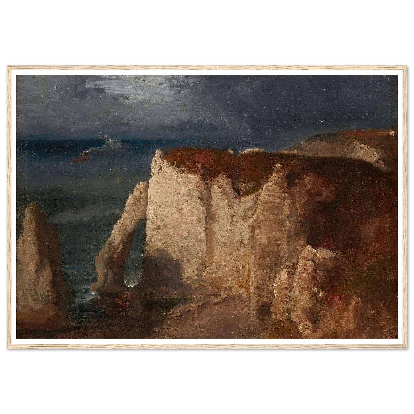 Étretat (circa 1874) Art Print | George Inness - Framed Poster - 30x40 cm / 12x16″ - Black frame