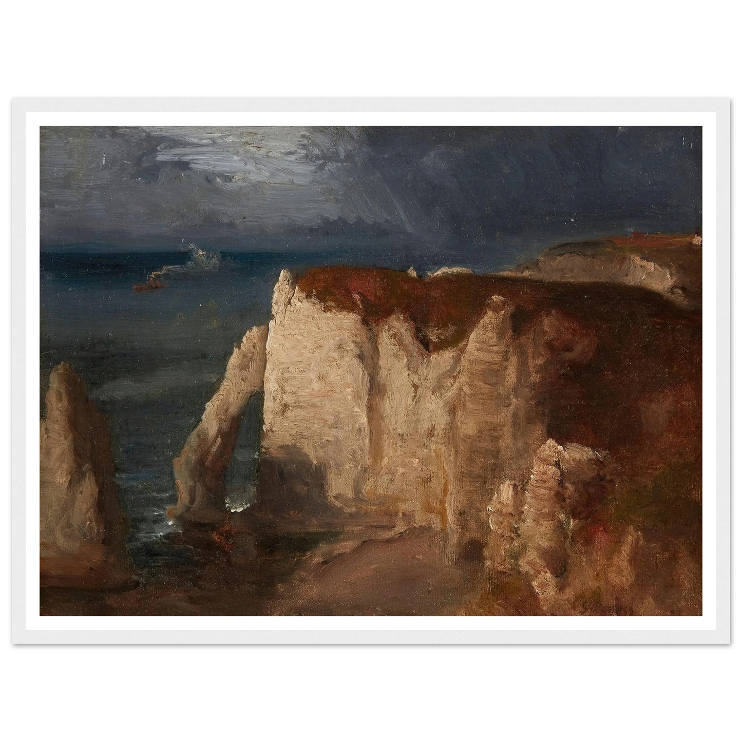 Étretat (circa 1874) Art Print | George Inness - Framed Poster - 30x40 cm / 12x16″ - Black frame