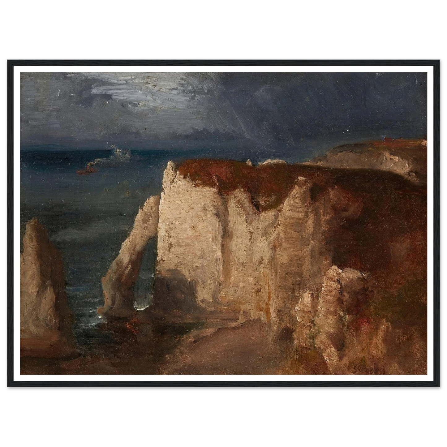 Étretat (circa 1874) Art Print | George Inness - Framed Poster - 30x40 cm / 12x16″ - Black frame