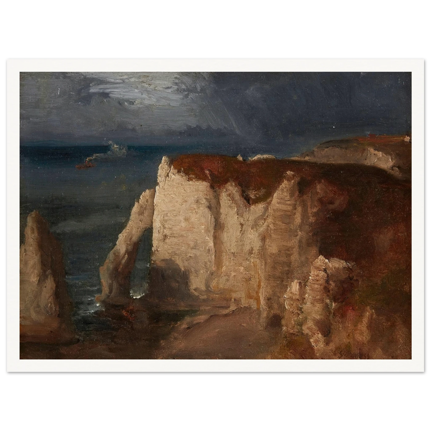 Étretat (circa 1874) Art Print | George Inness - Framed Poster - 30x40 cm / 12x16″ - Black frame