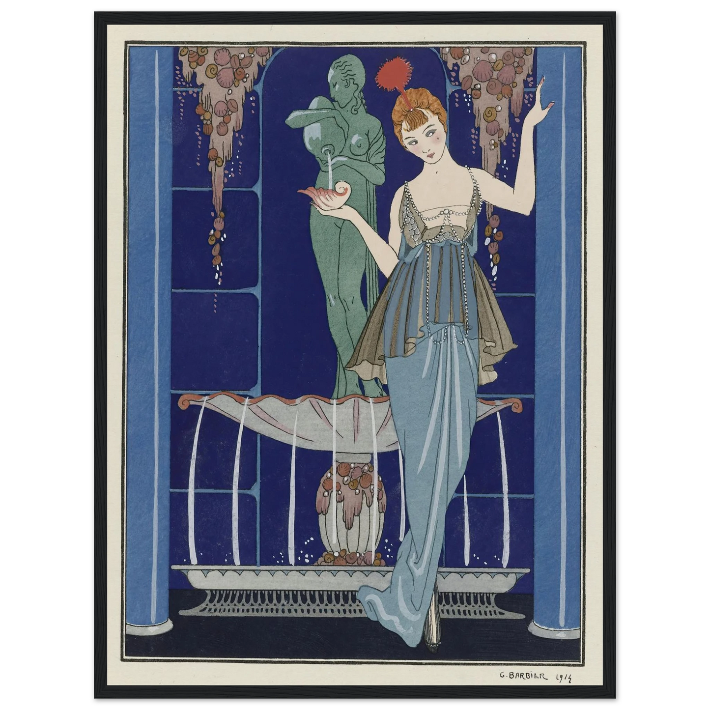 Evening Attire (1914) Art Print | George Barbier - Framed Poster - 30x40 cm / 12x16″ - Black frame