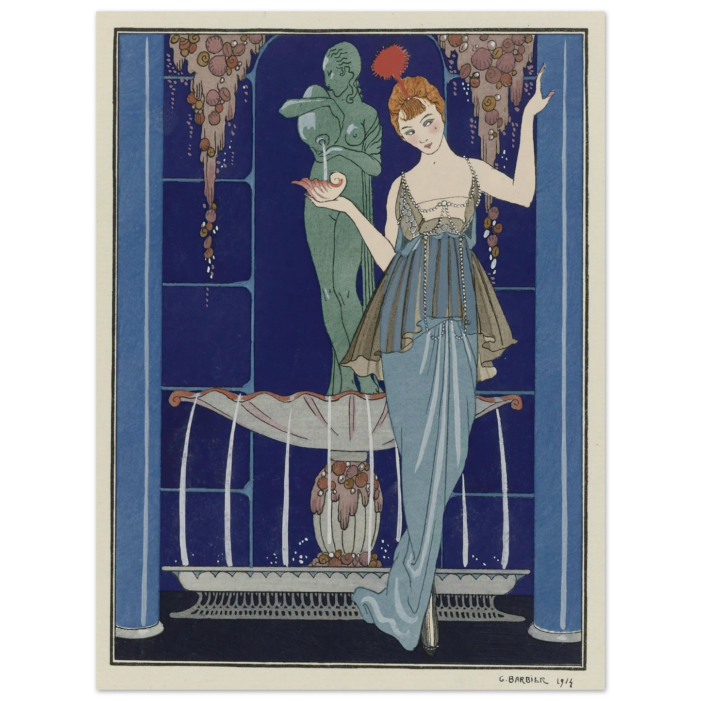 Evening Attire (1914) Art Print | George Barbier - Framed Poster - 30x40 cm / 12x16″ - Black frame