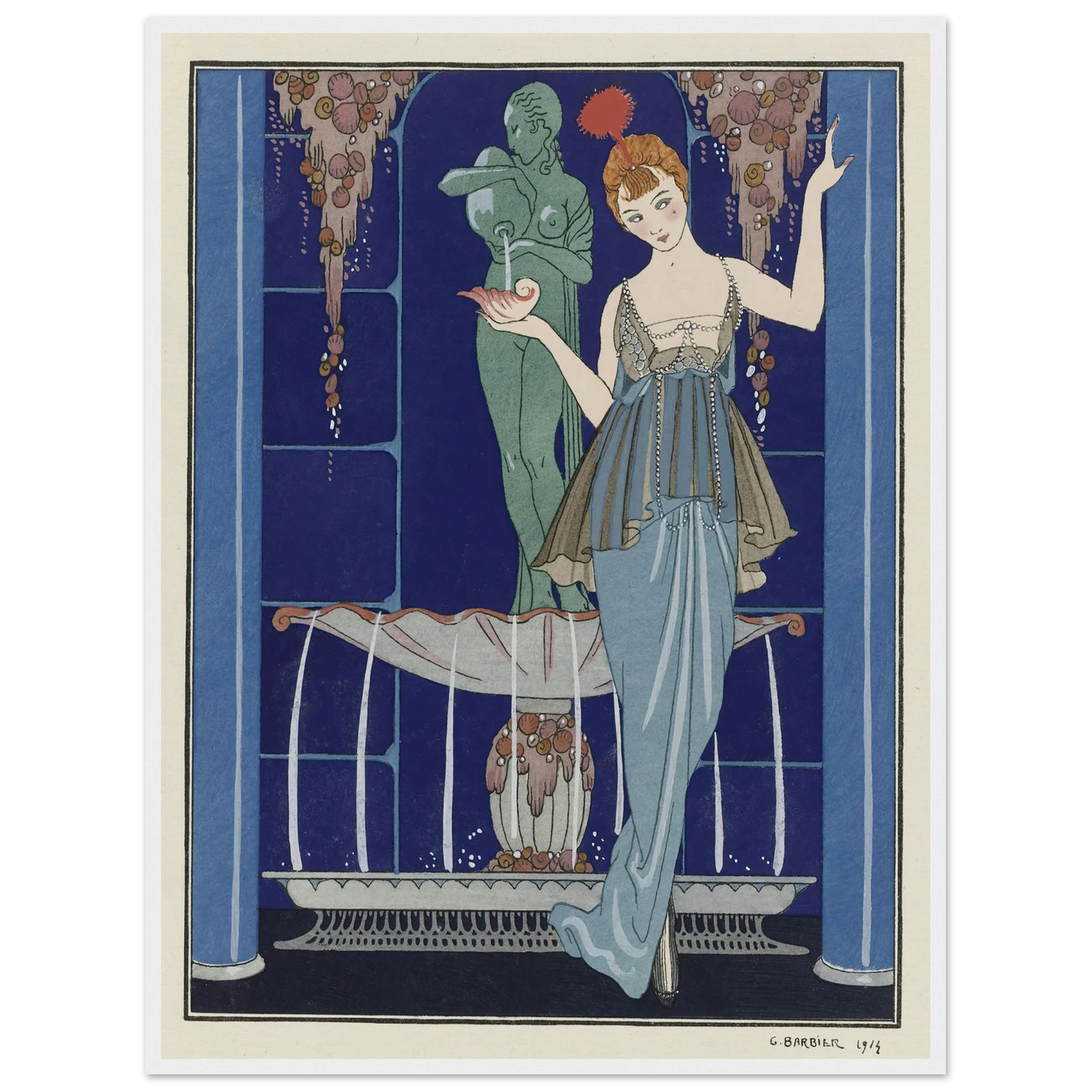 Evening Attire (1914) Art Print | George Barbier - Framed Poster - 30x40 cm / 12x16″ - Black frame